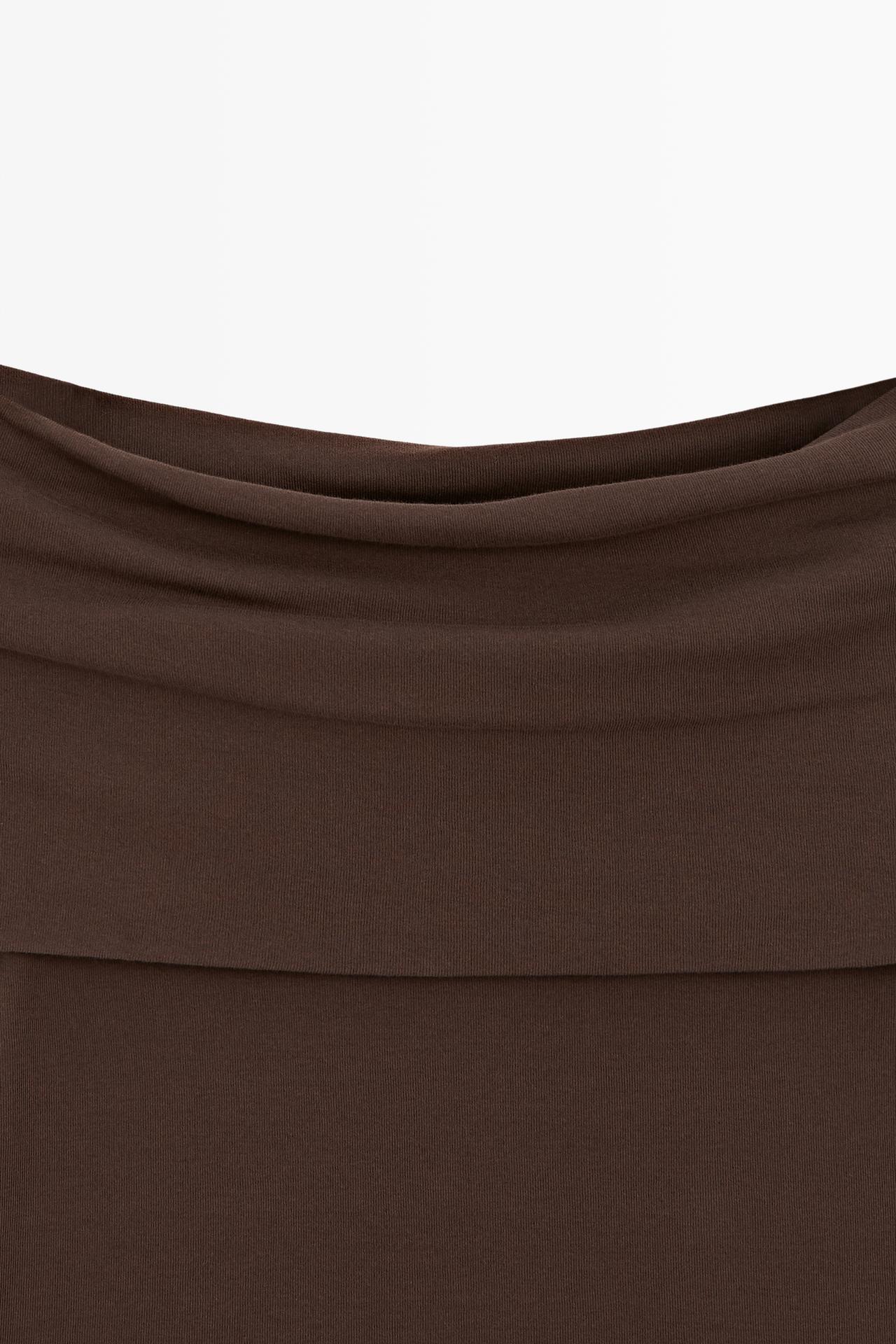 Cotton off-the-shoulder top — BROWN
