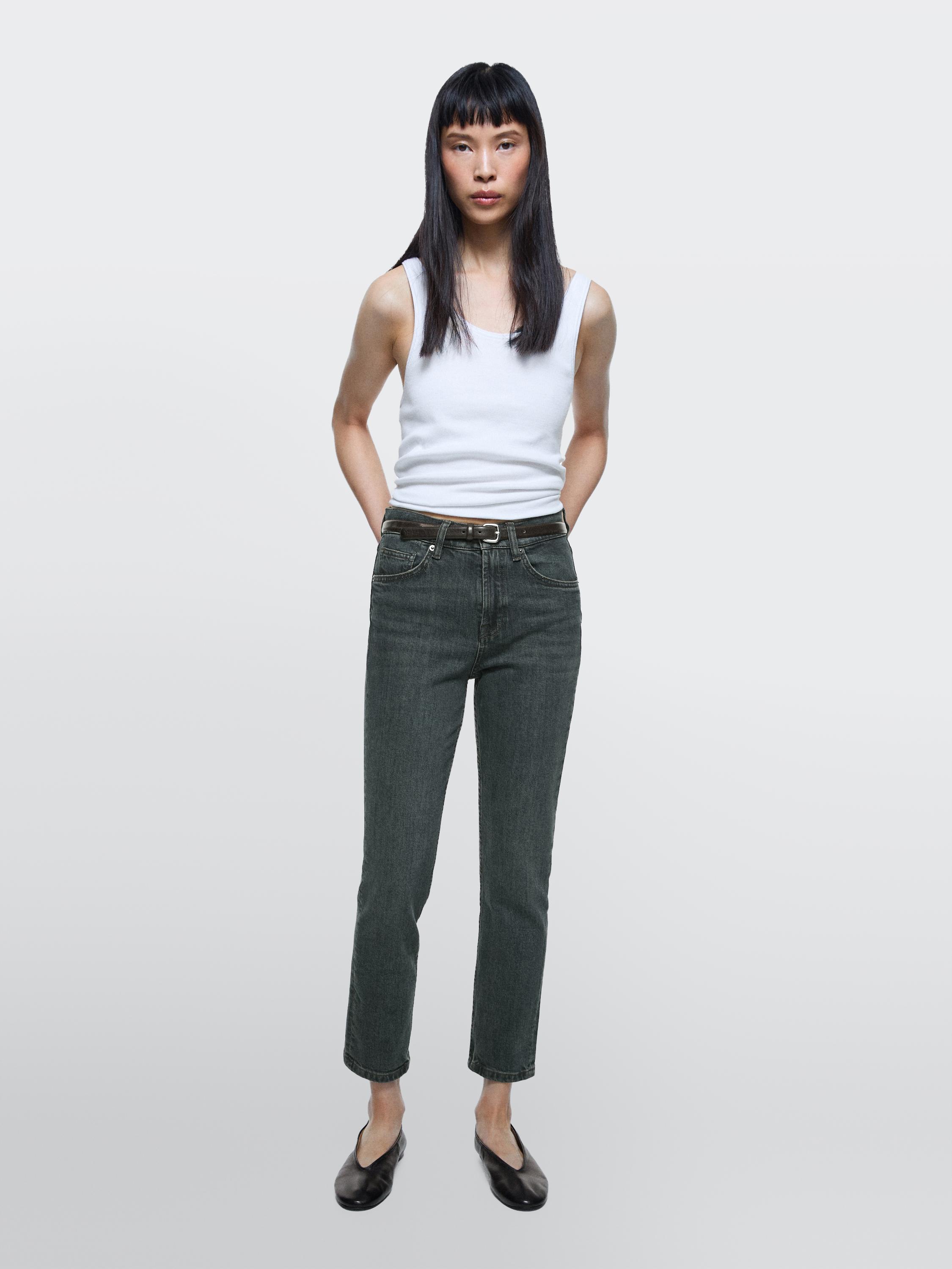 Mid-rise cropped slim fit jeans — Dark blue