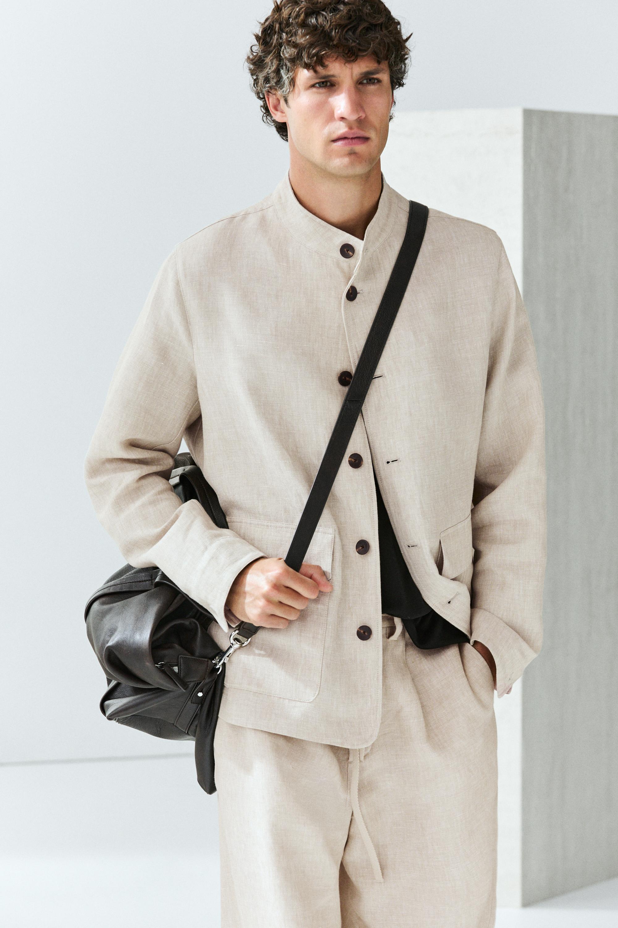 100% linen total look overshirt — BEIGE
