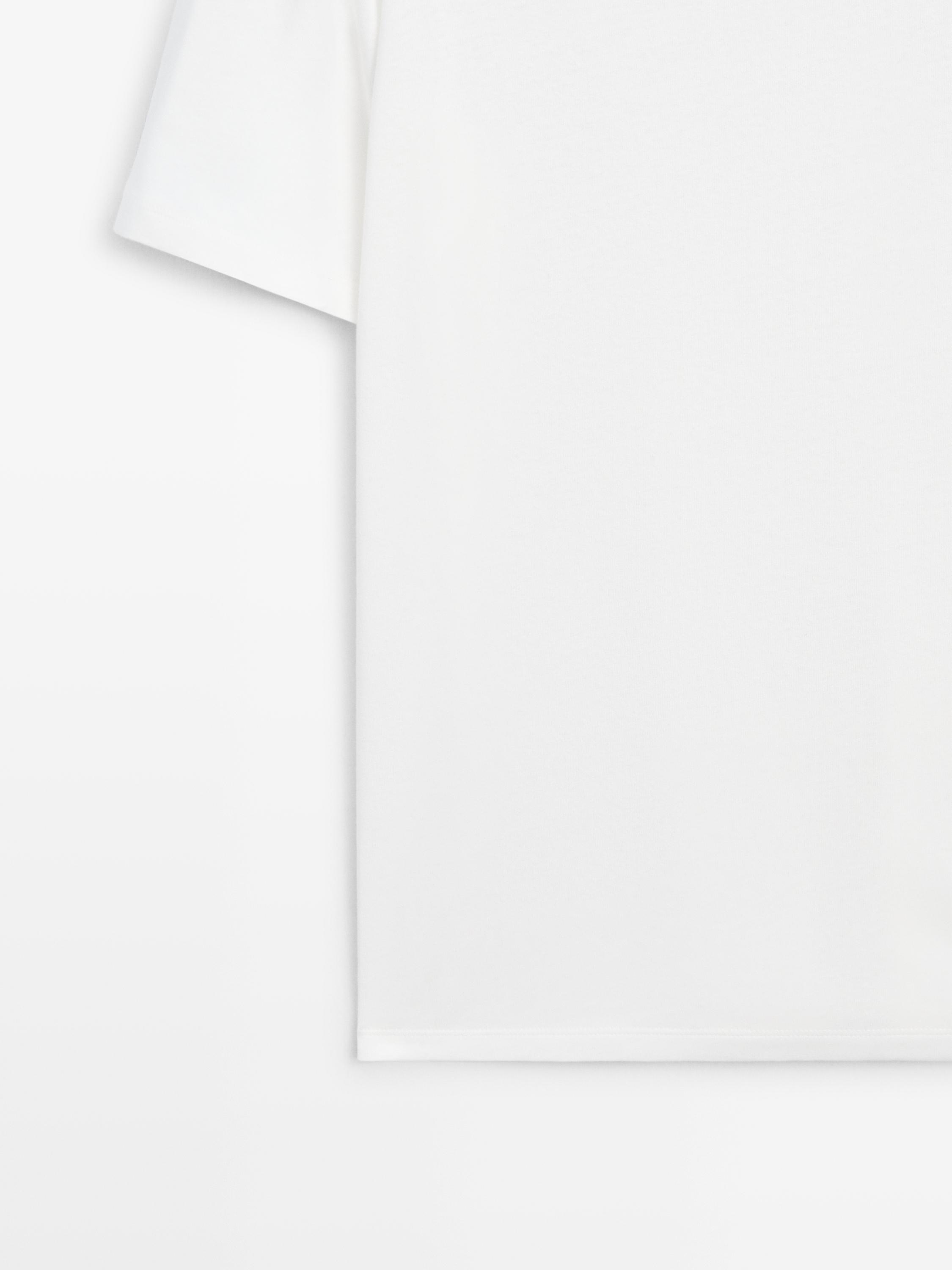 Short sleeve linen and cotton T-shirt — Off white