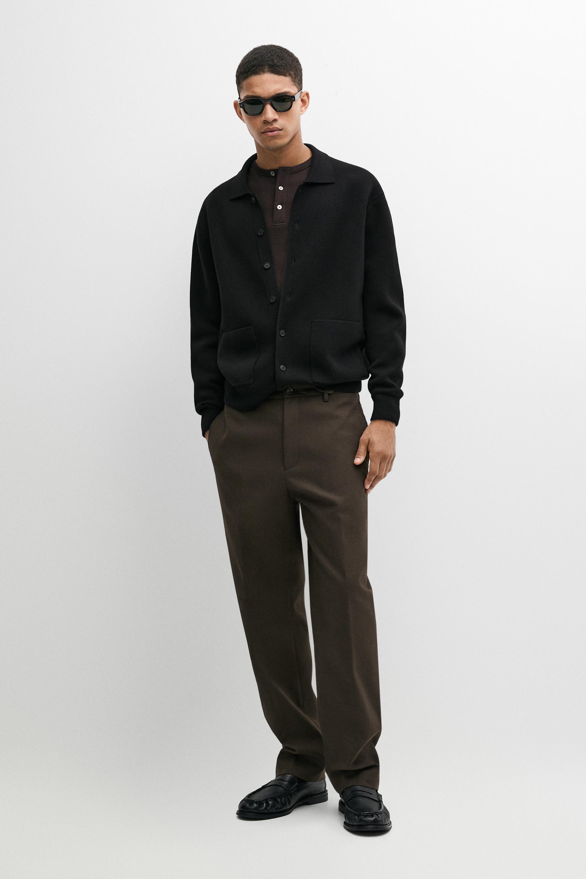 100% cotton knit polo collar cardigan