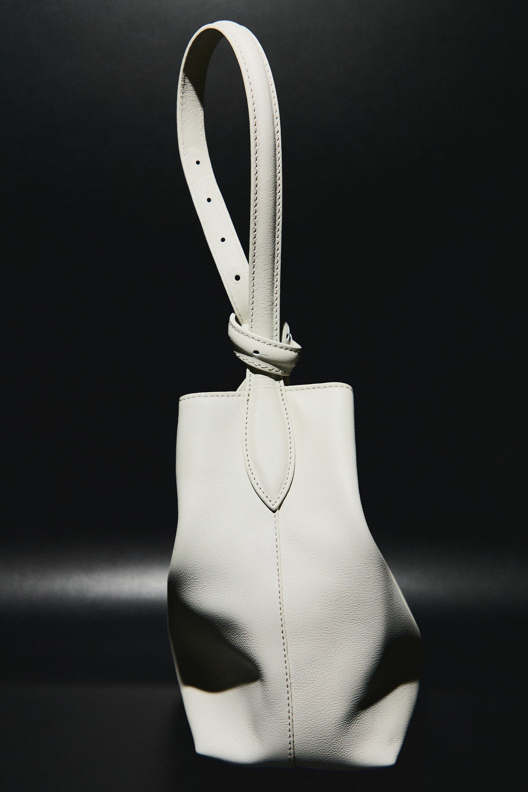 Nappa leather mini bucket bag — Off white
