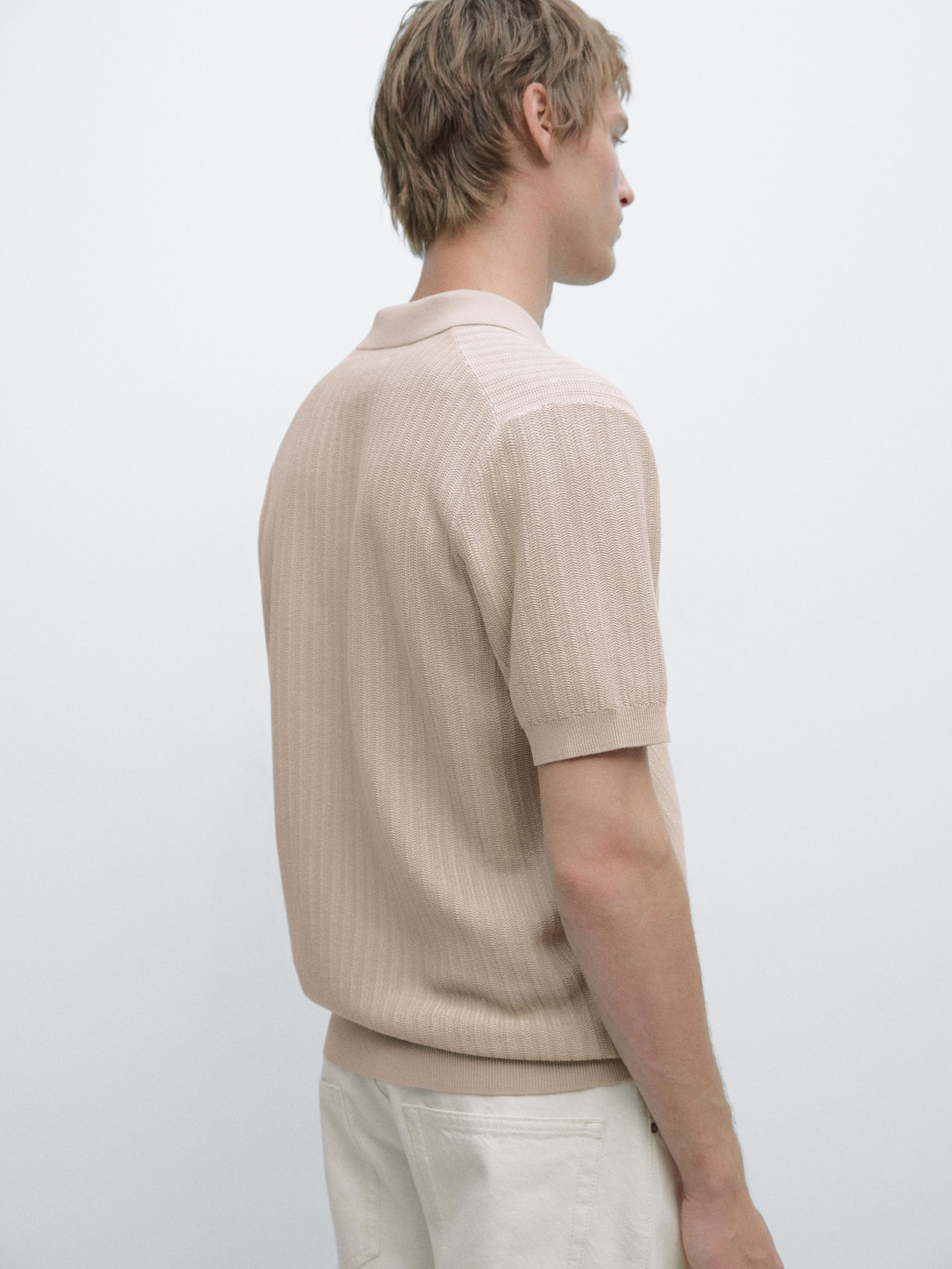 Jacquard knit polo sweater — BEIGE