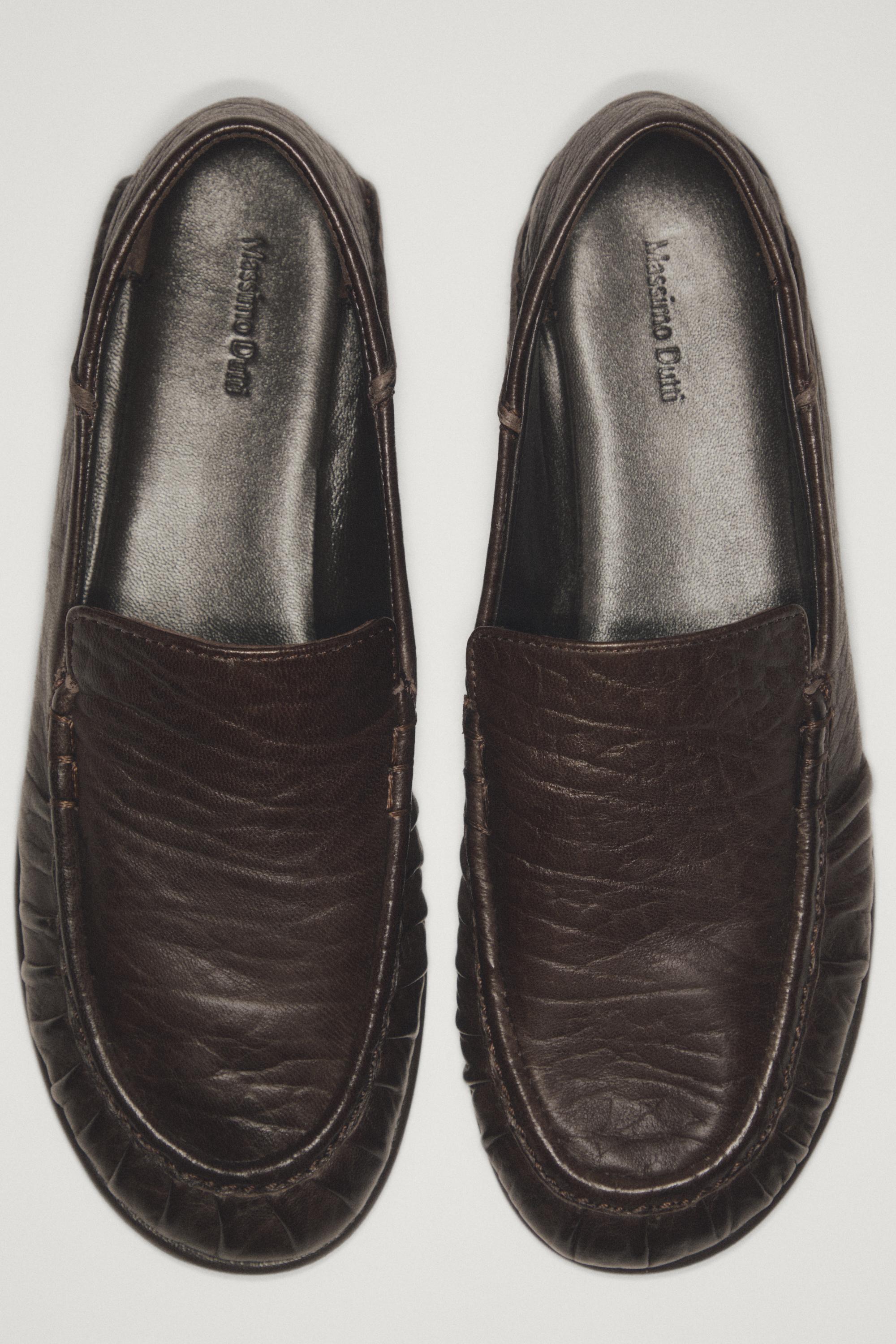 Milled leather loafer — BROWN