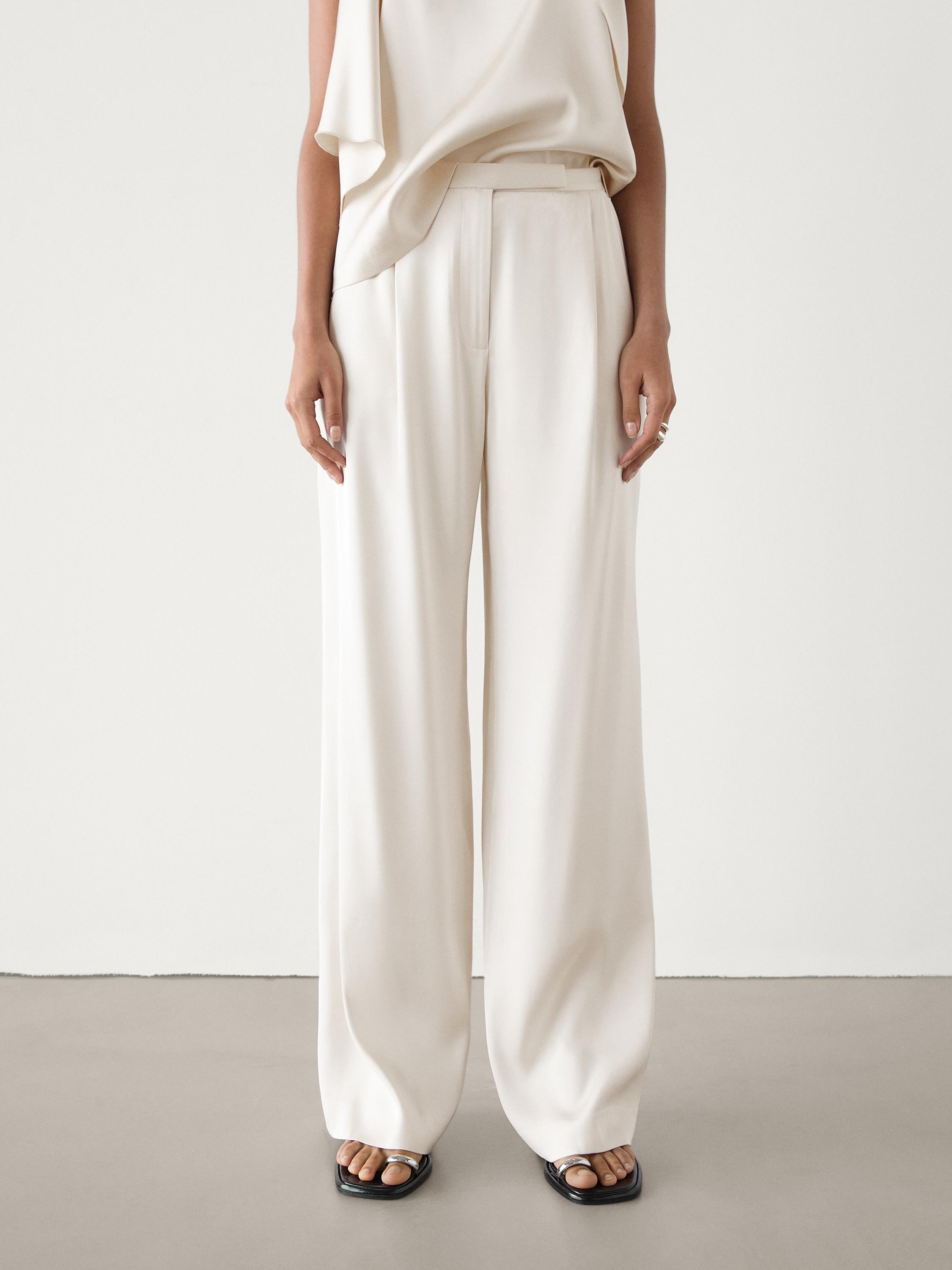 Pantalón ancho traje satinado