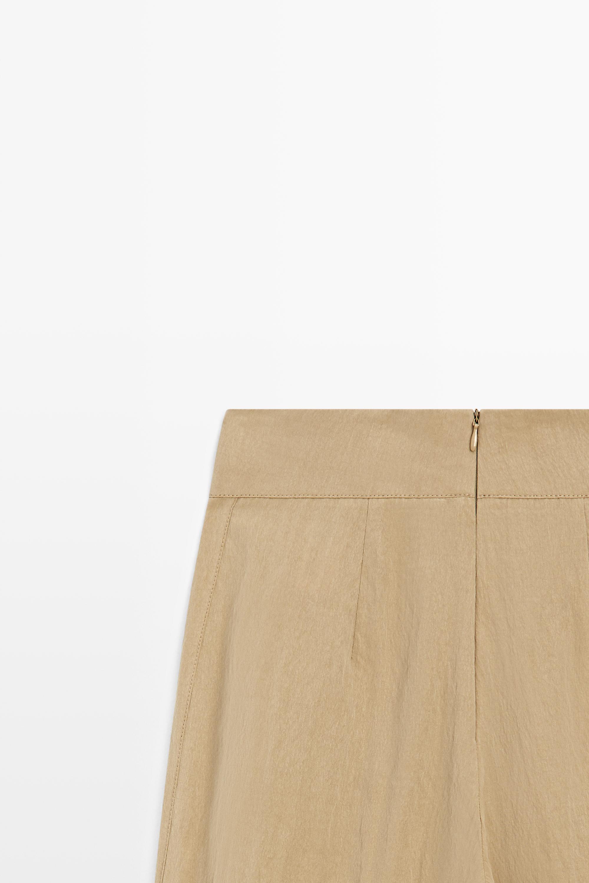 Palazzo trousers with box pleats — CAMEL