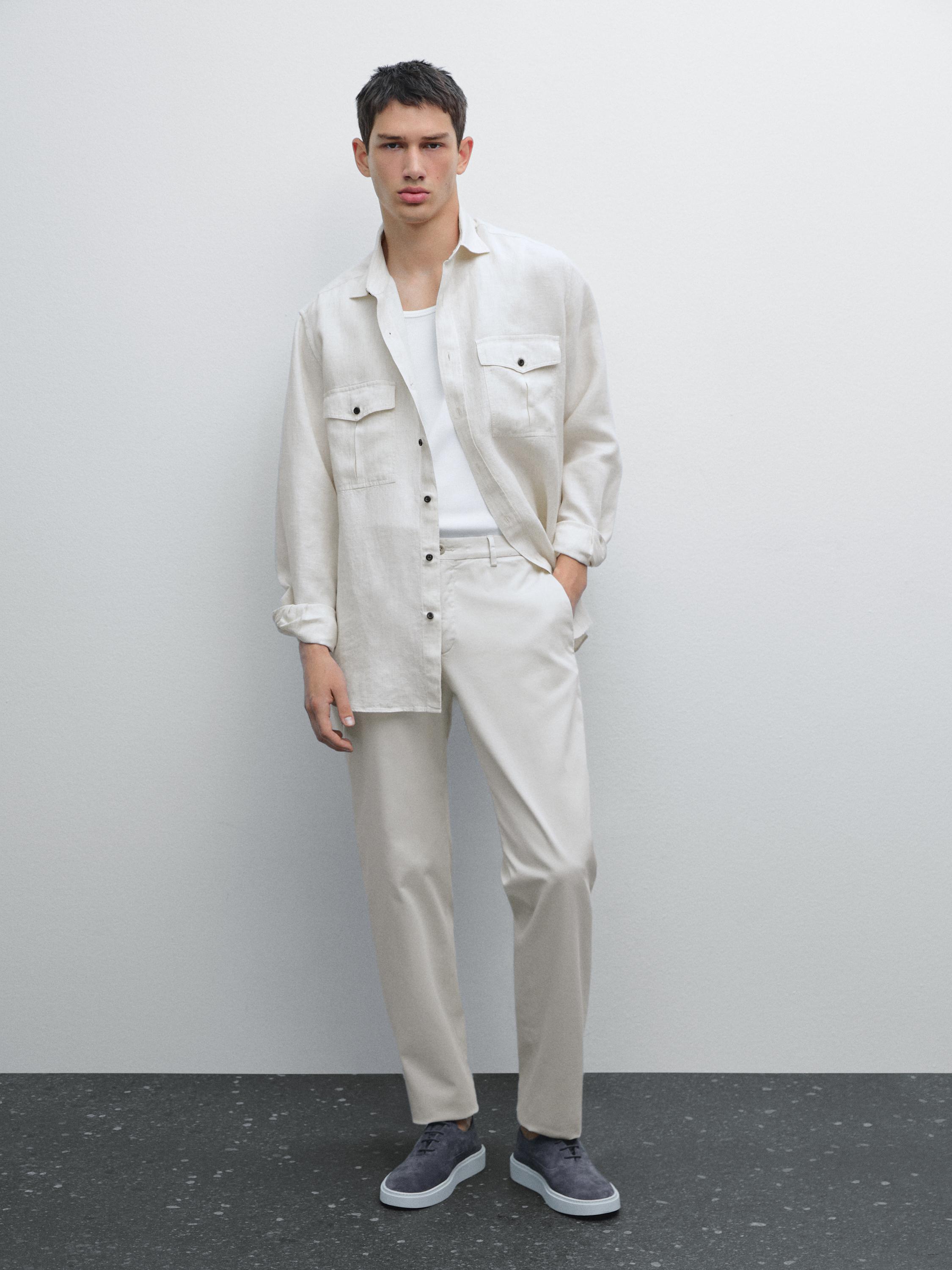 Slim fit broek van katoenmix