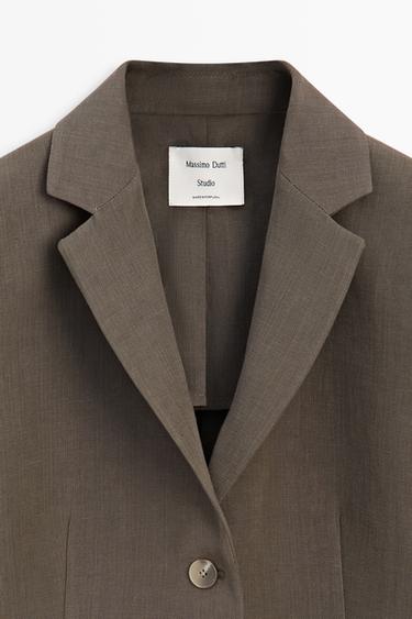 Tailored linen-blend blazer - STUDIO — BROWN 9