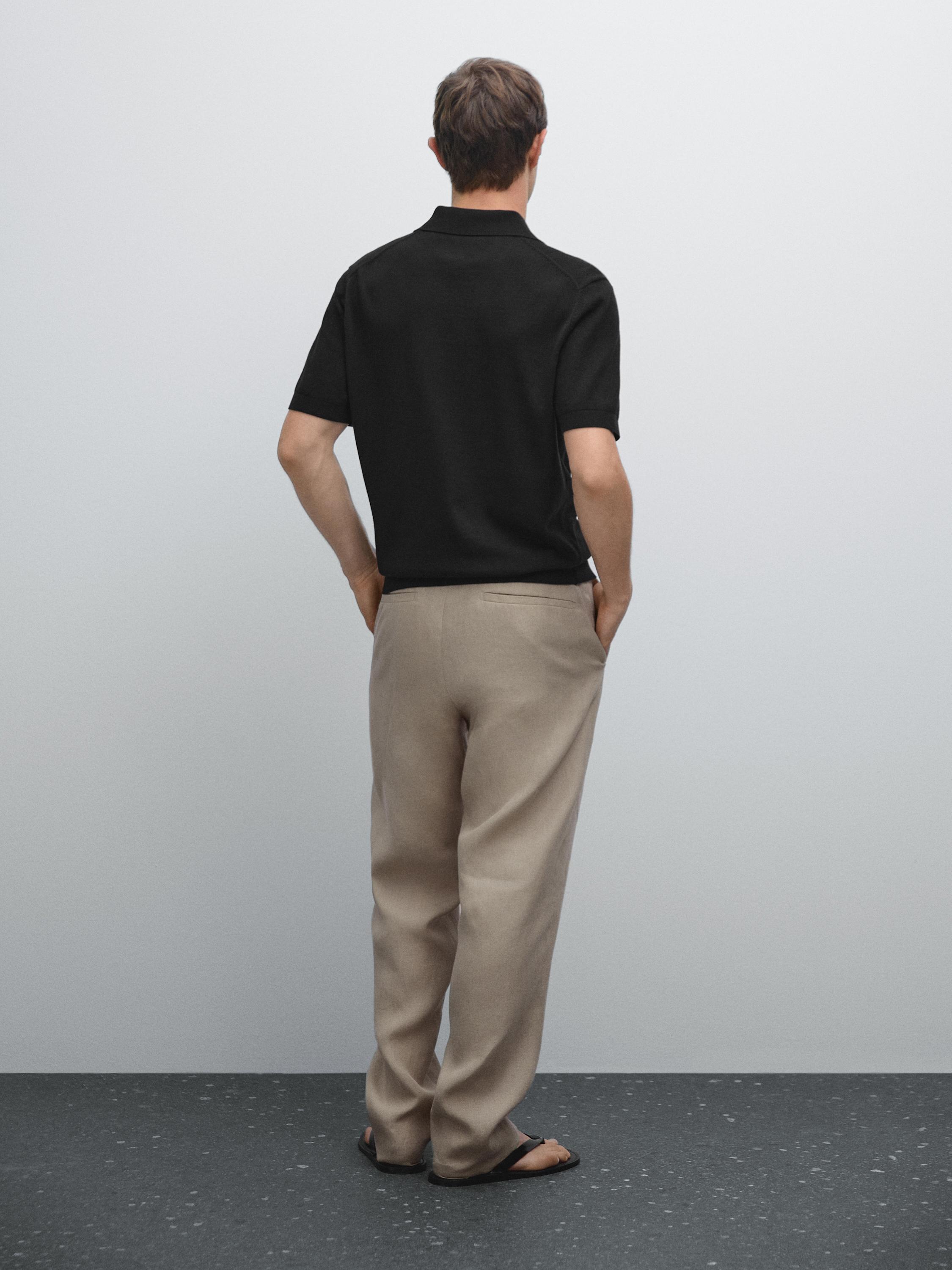 Cotton knit quarter-zip polo shirt