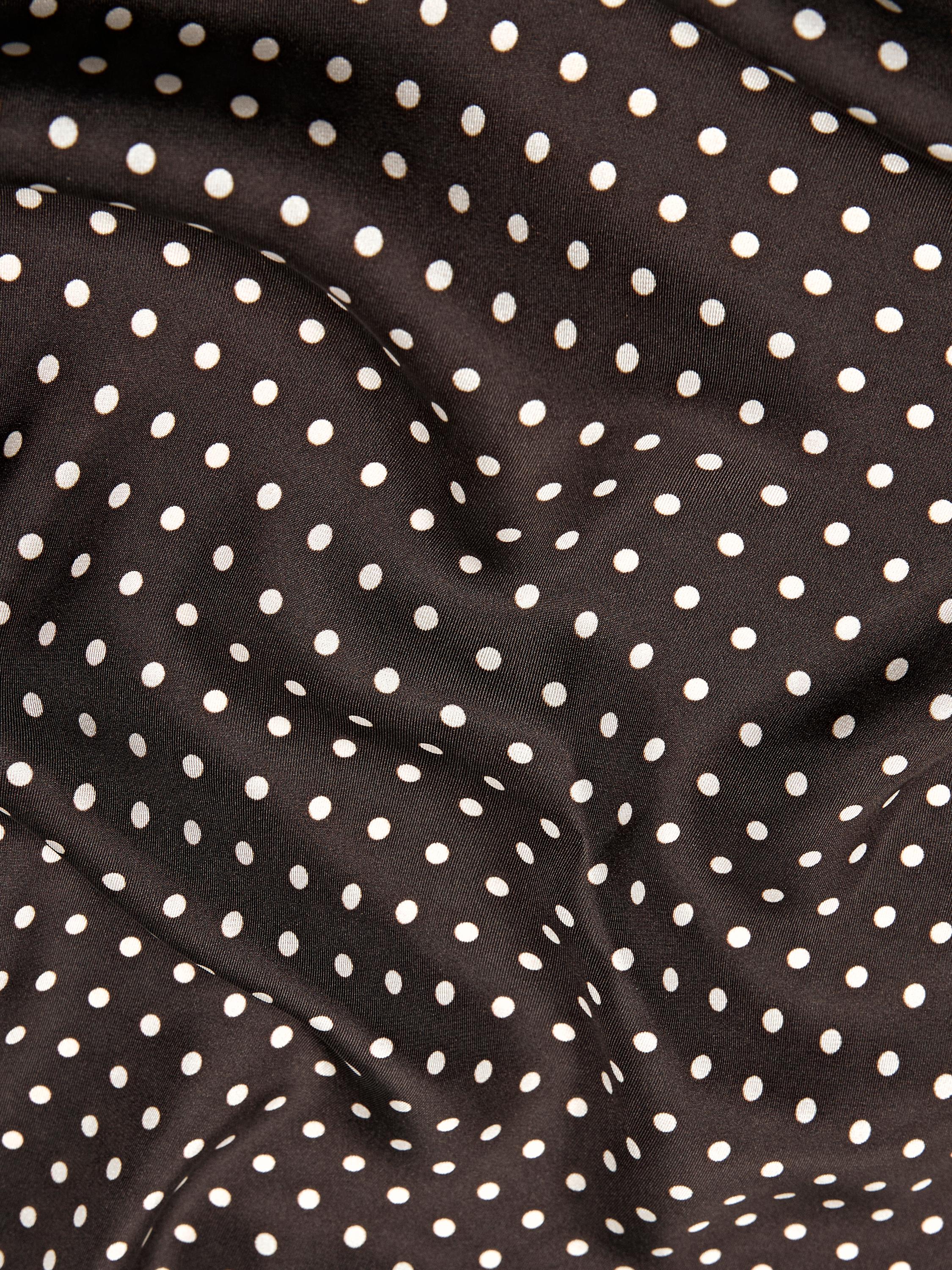 Polka dot print 100% silk scarf — BROWN