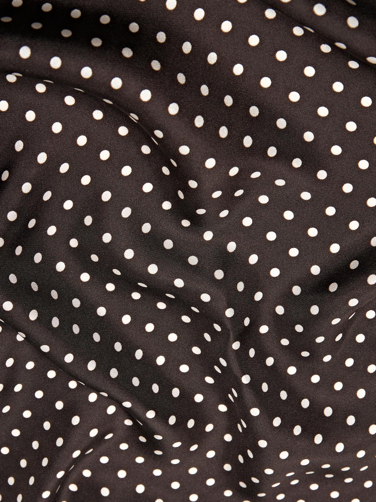 Polka dot print 100% silk scarf — BROWN