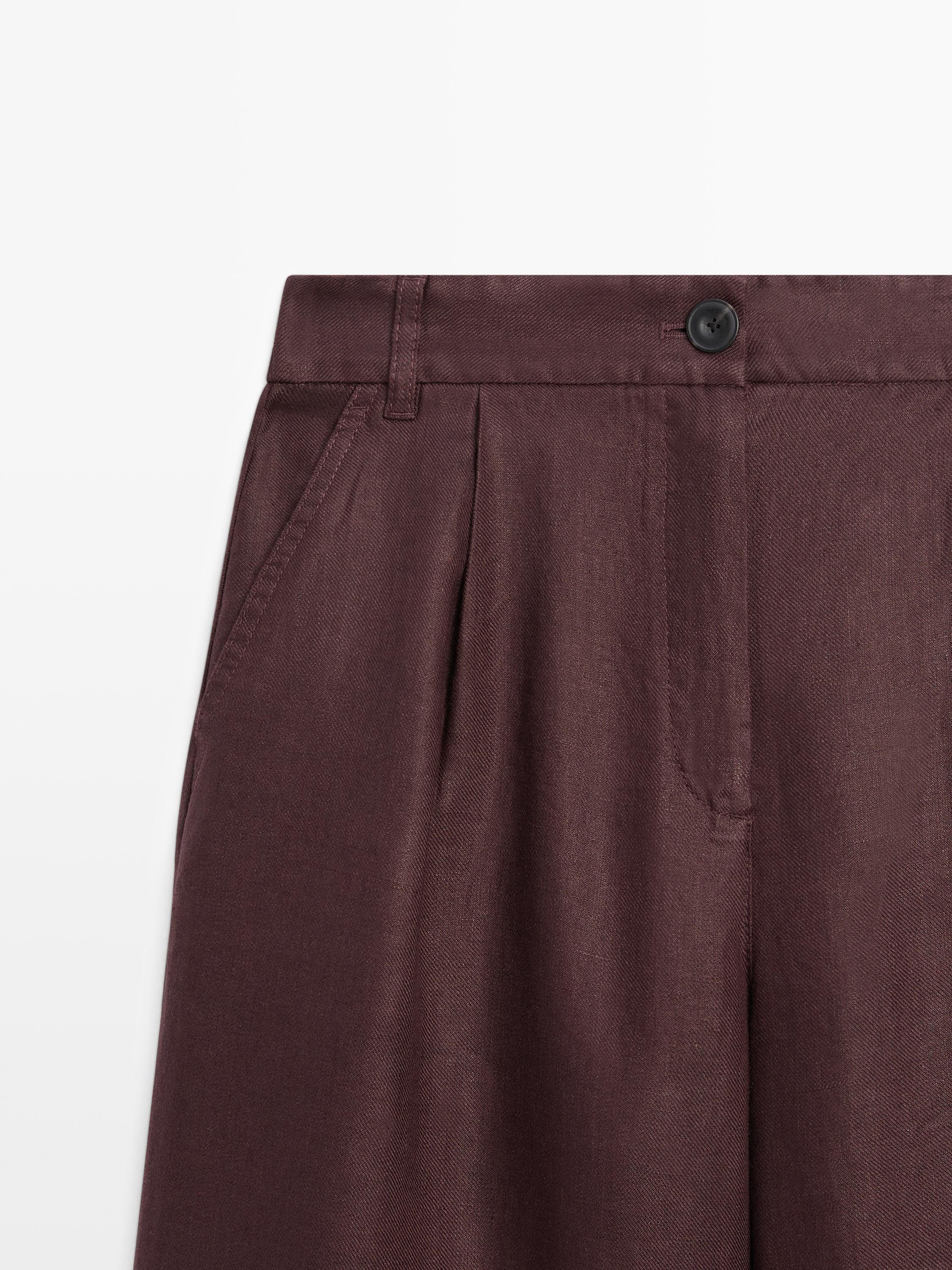 100% linen wide-leg elasticated trousers — GRANADA