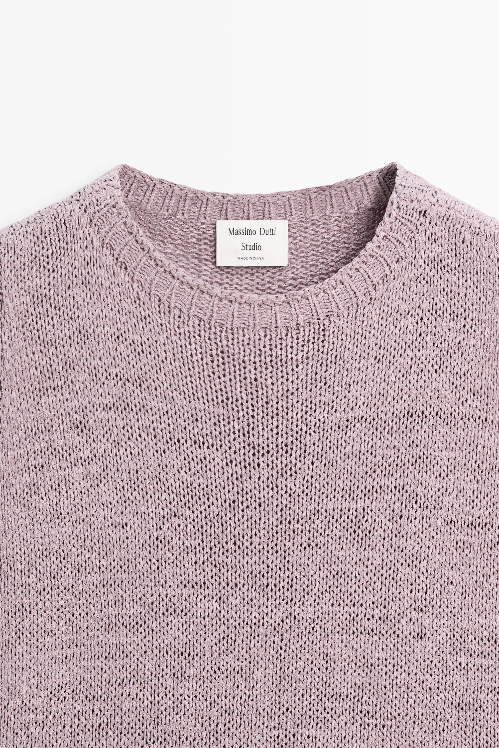 STUDIO Silk-Blend Knit Halter Top — PLUM