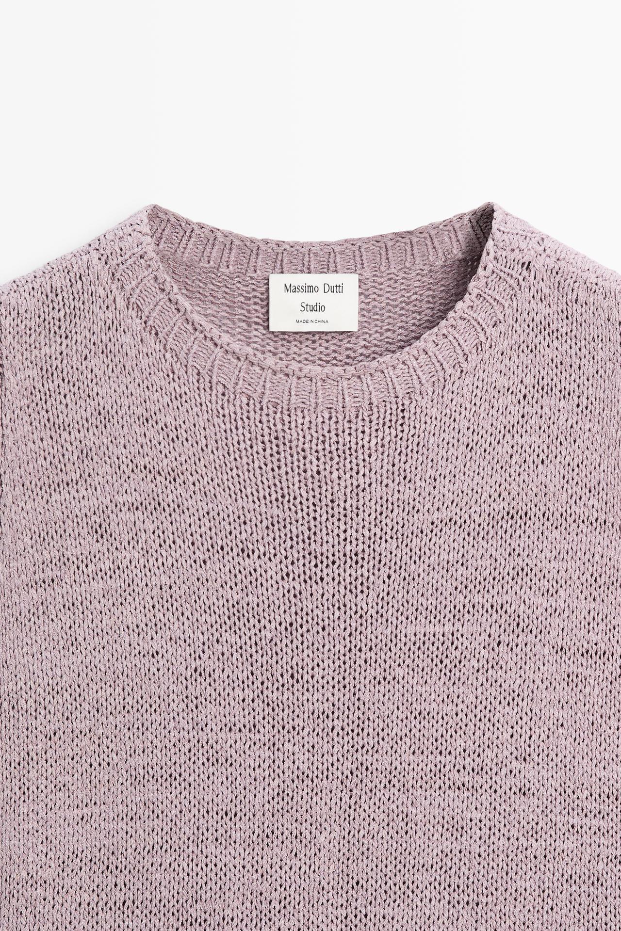 STUDIO Silk-Blend Knit Halter Top — PLUM