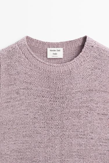 STUDIO Silk-Blend Knit Halter Top — PLUM 7