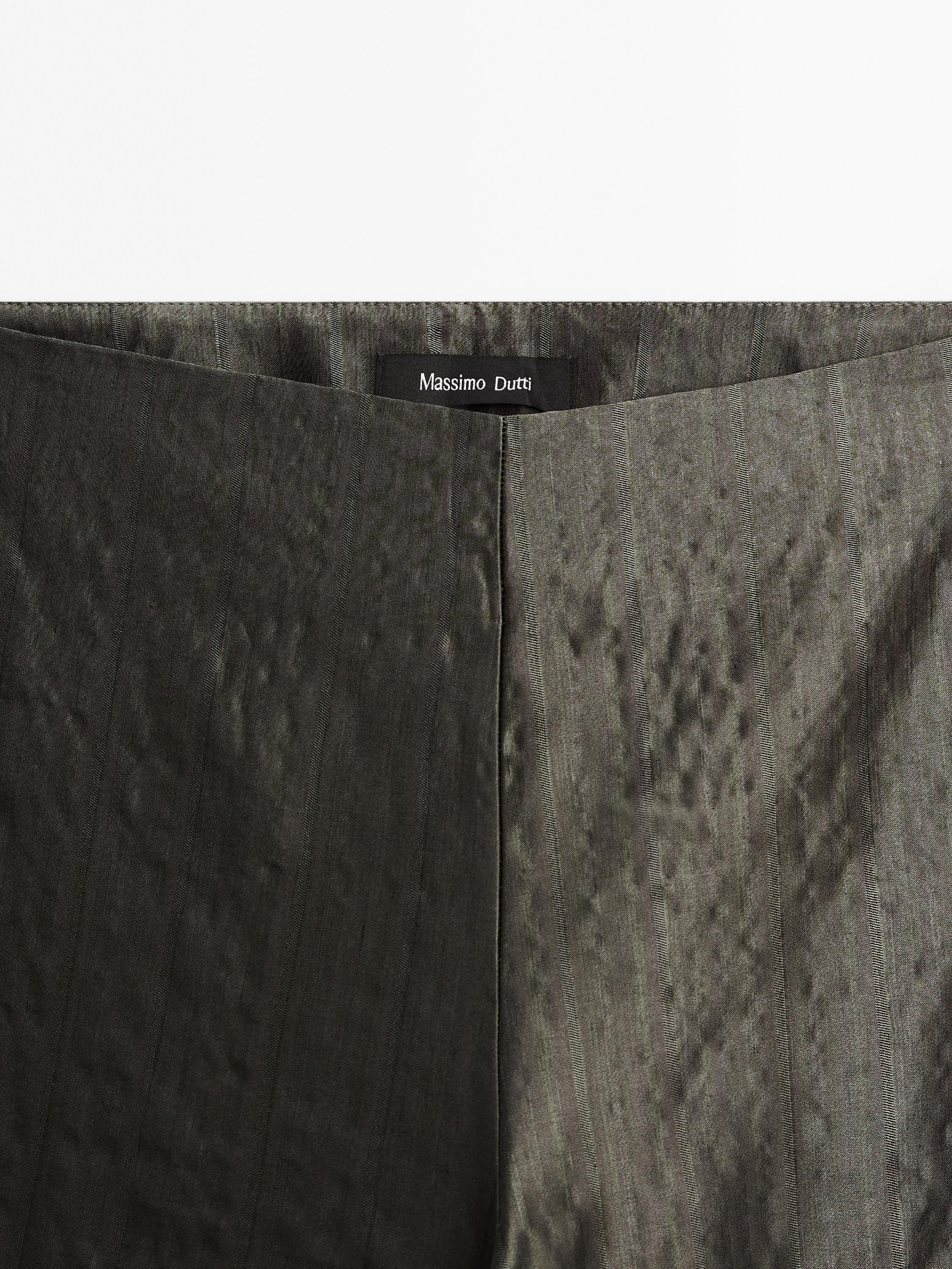 Mid-rise flared jacquard trousers