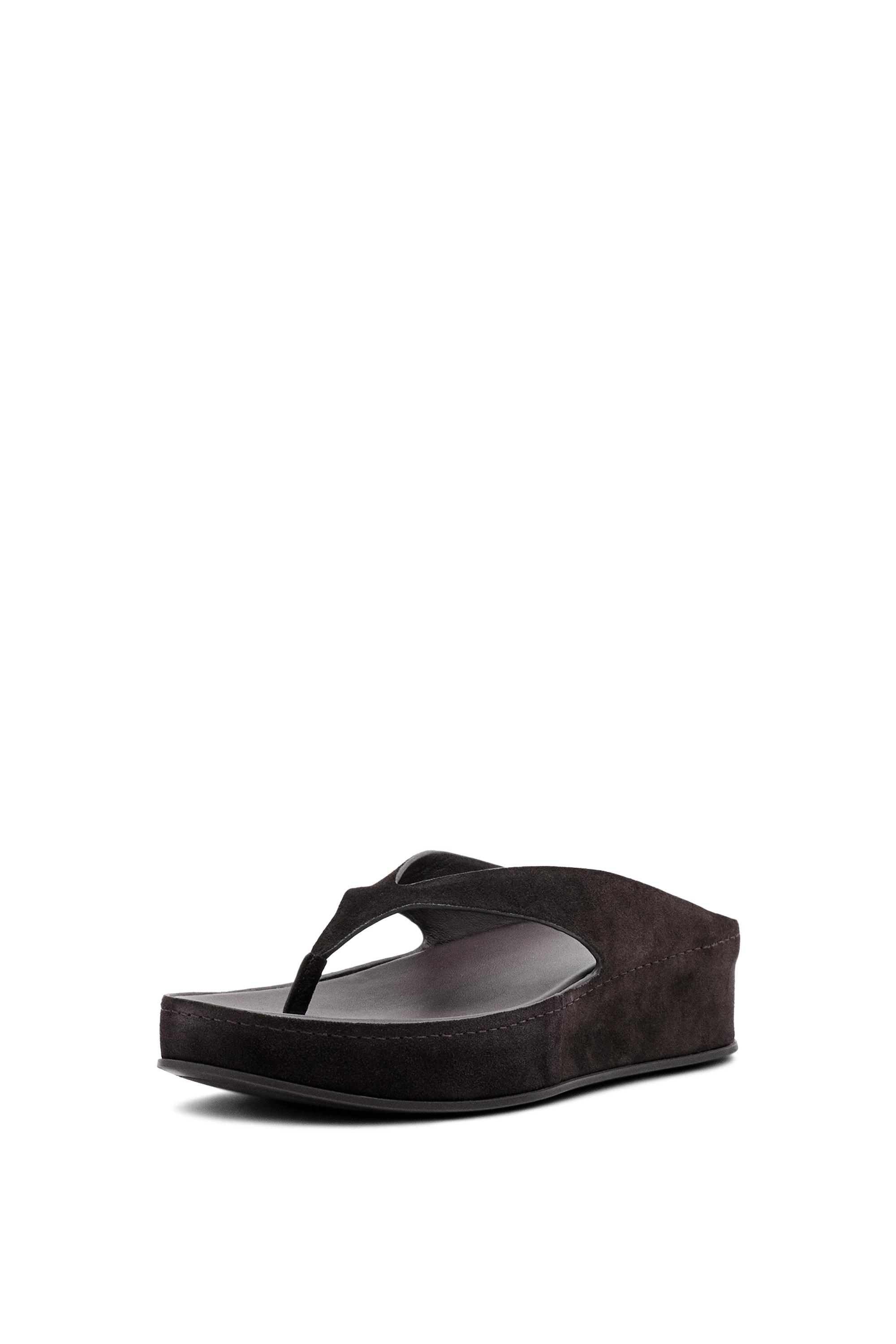 Leather platform sandals — BROWN