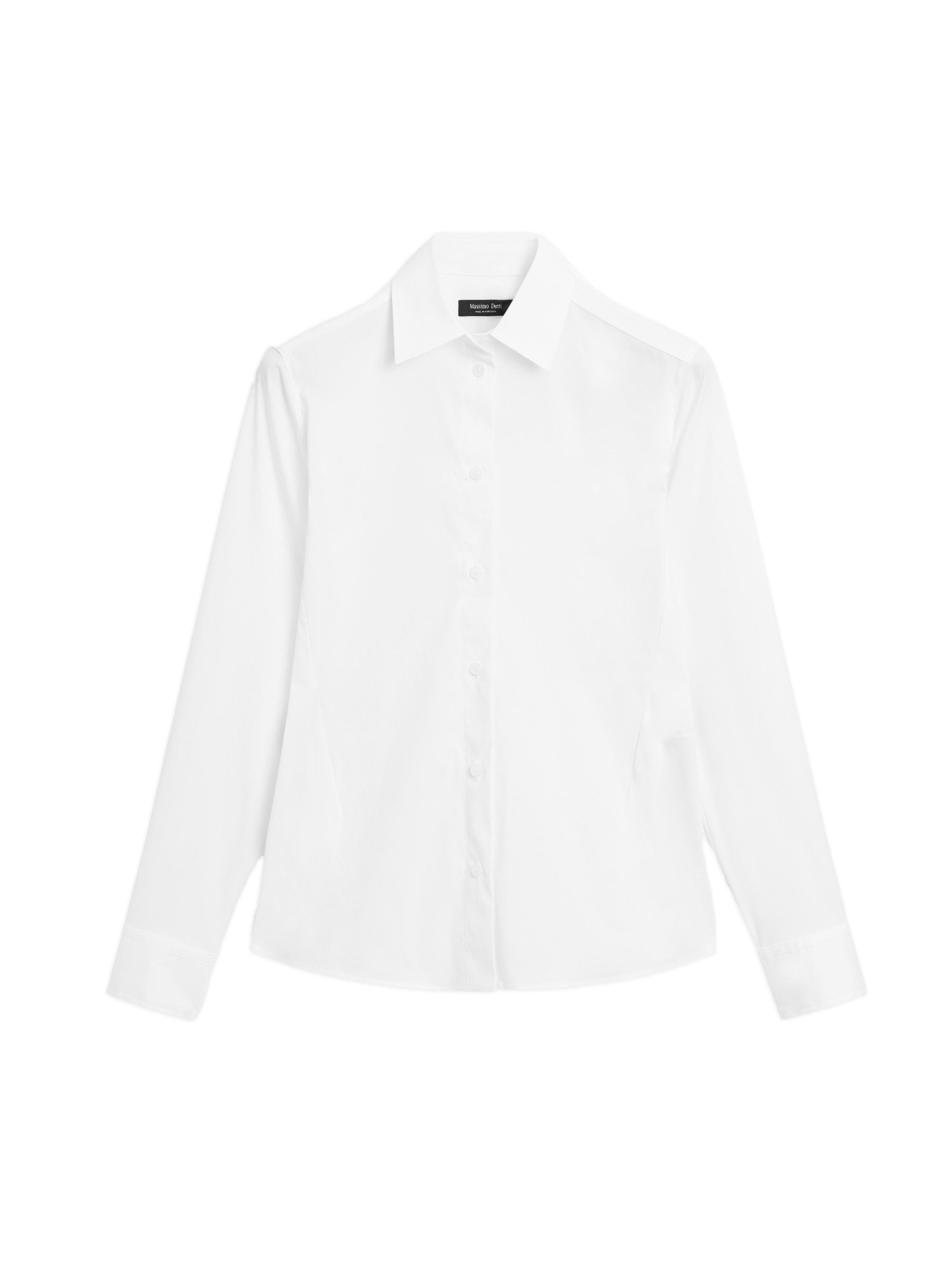 Cotton blend stretch shirt — WHITE