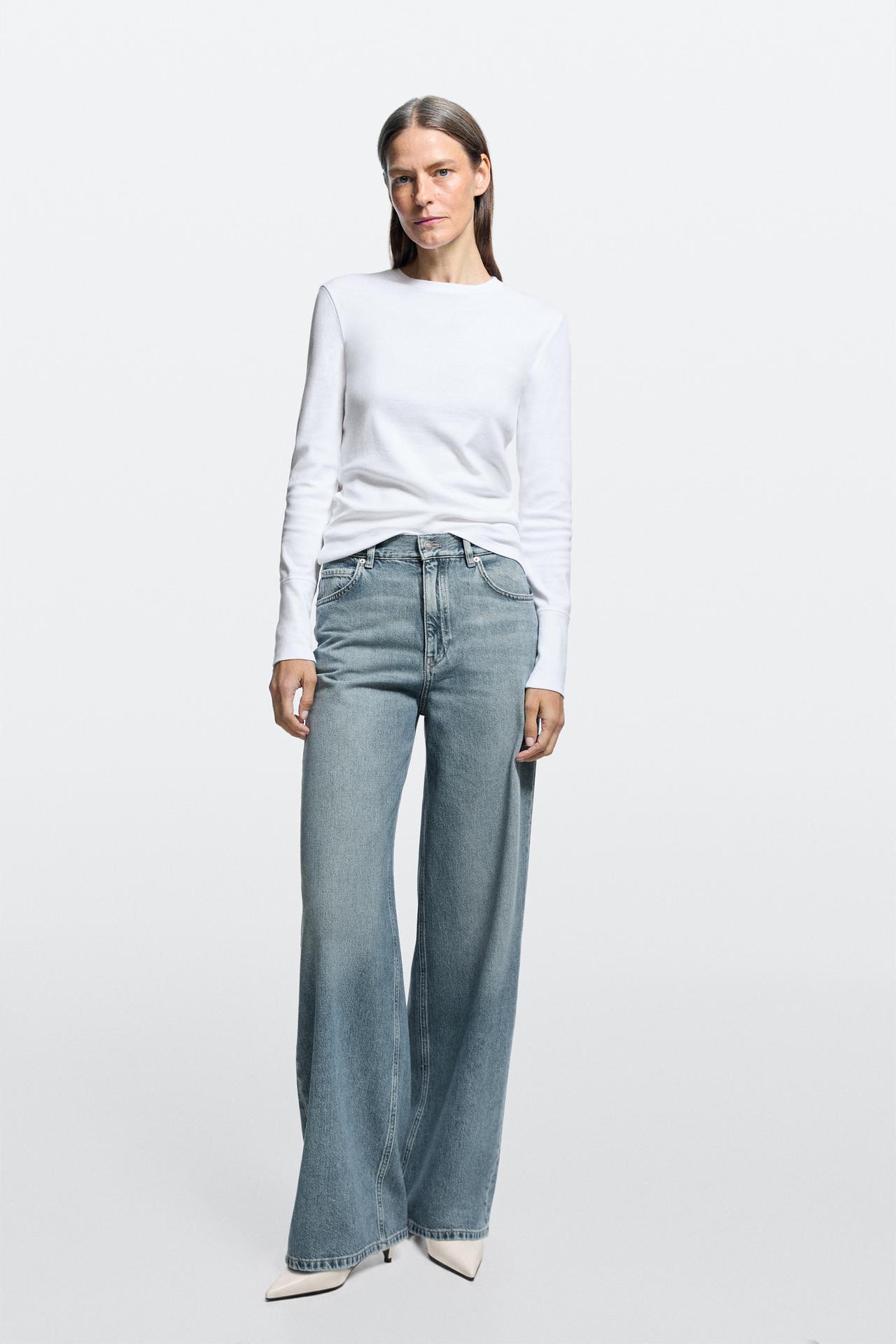 High-waist wide-leg jeans — Dark blue