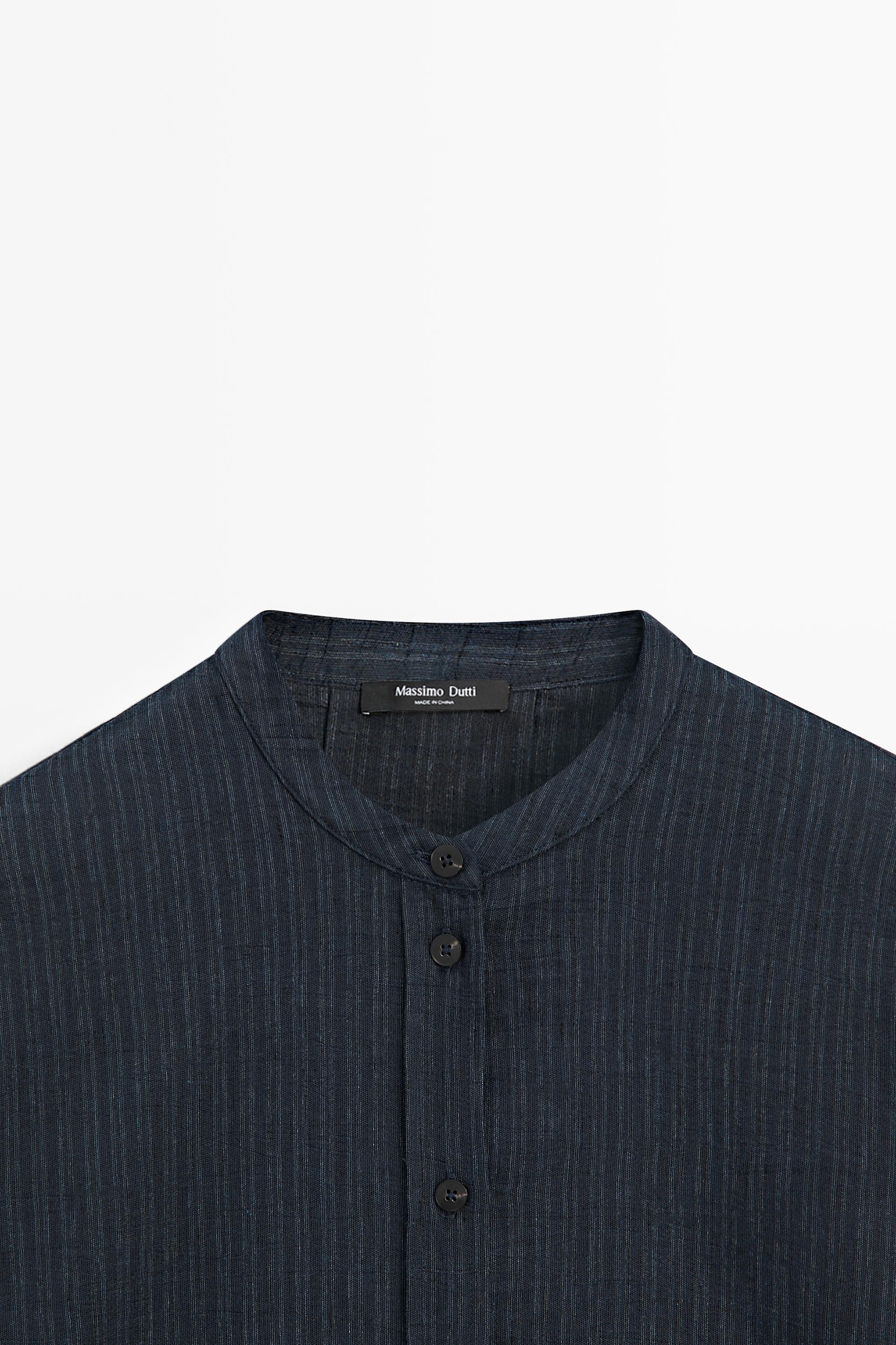 Flowing midi shirt dress — BLUE