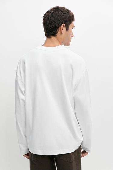 100% cotton long sleeve boxy T-shirt — WHITE 5