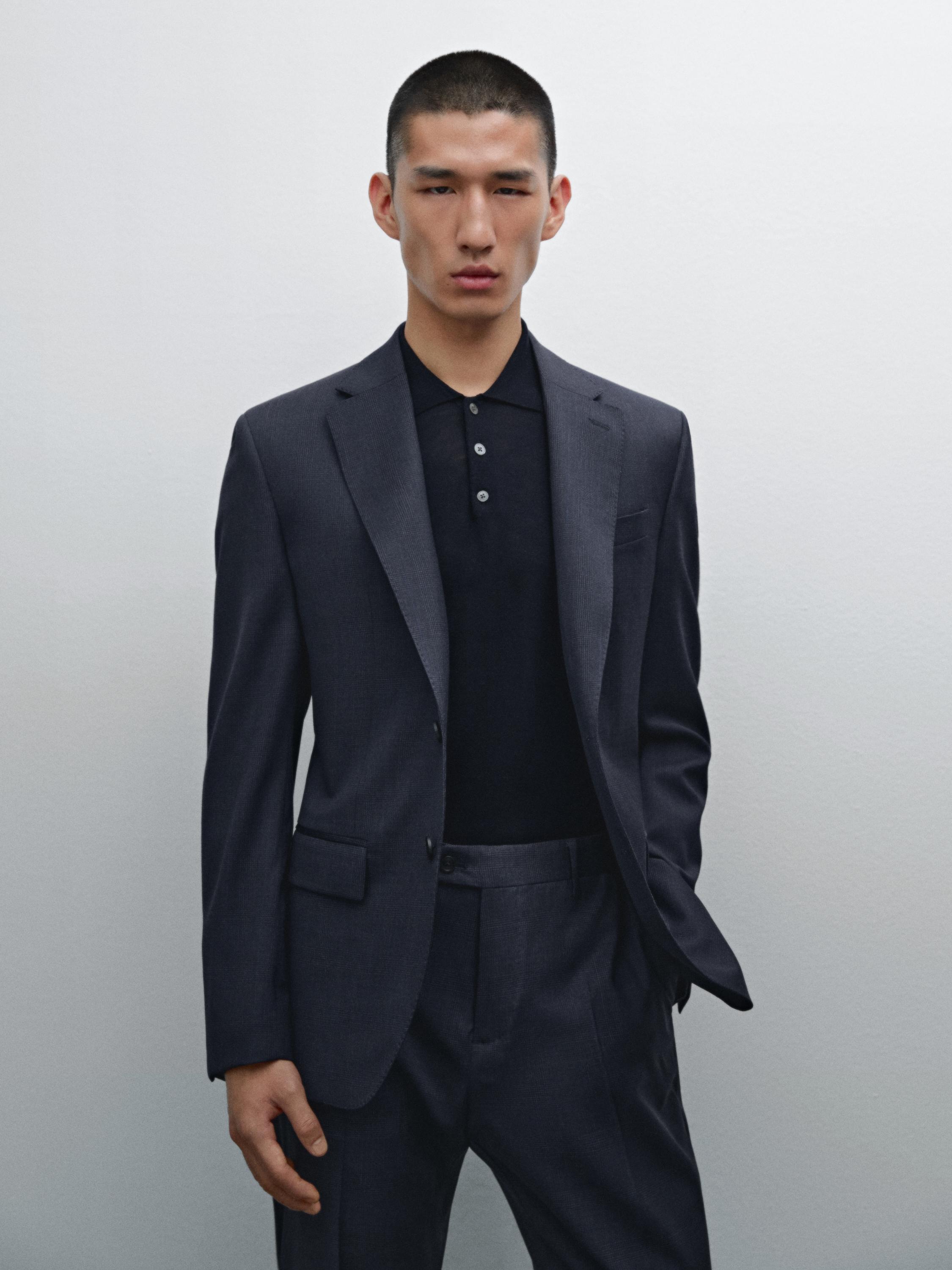 Veste de costume à carreaux 100 % laine
