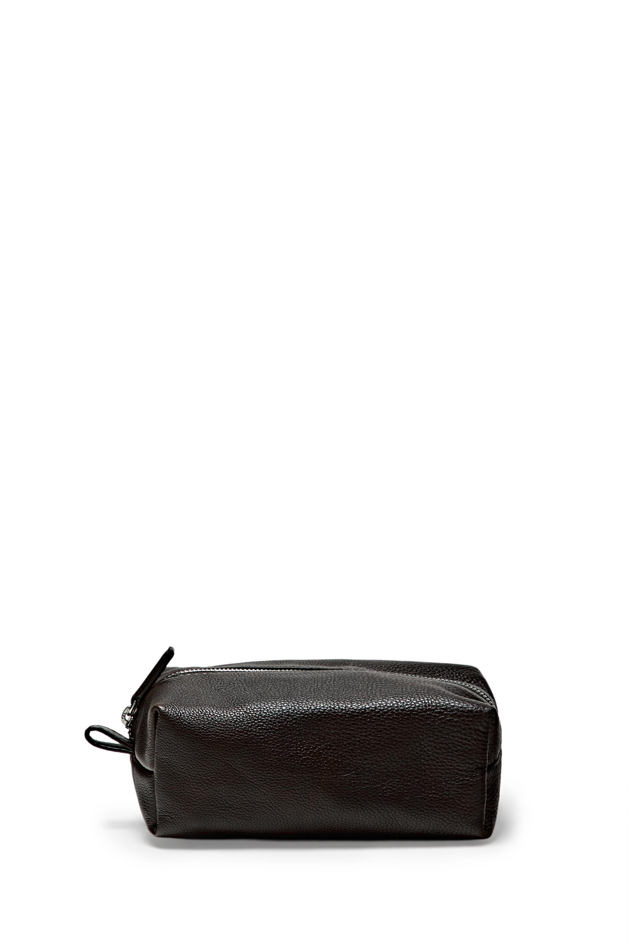 Nappa leather toiletry bag with zip — BROWN