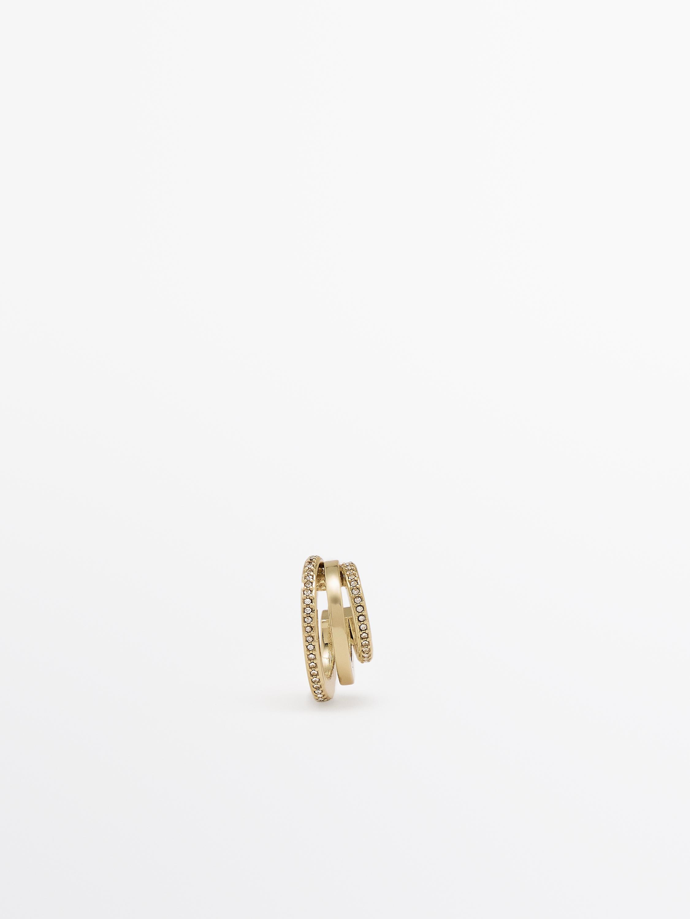 Rhinestone triple ear cuff