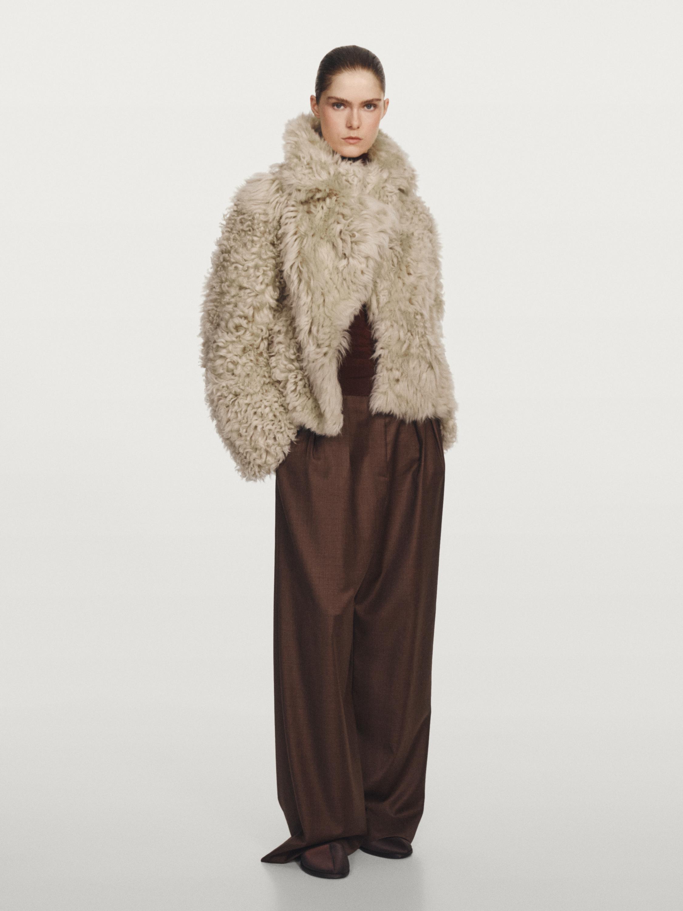 Short leather coat with fur - STUDIO — CREAM