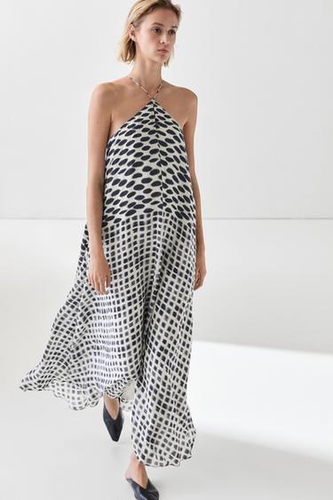Printed flared midi dress — WHITE 3
