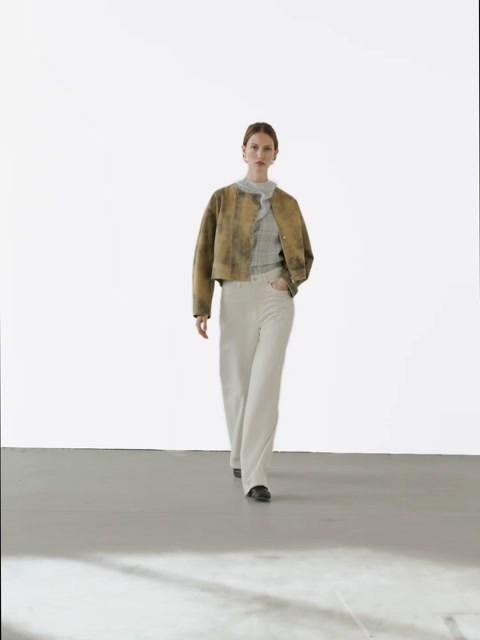 Worn effect suede leather jacket