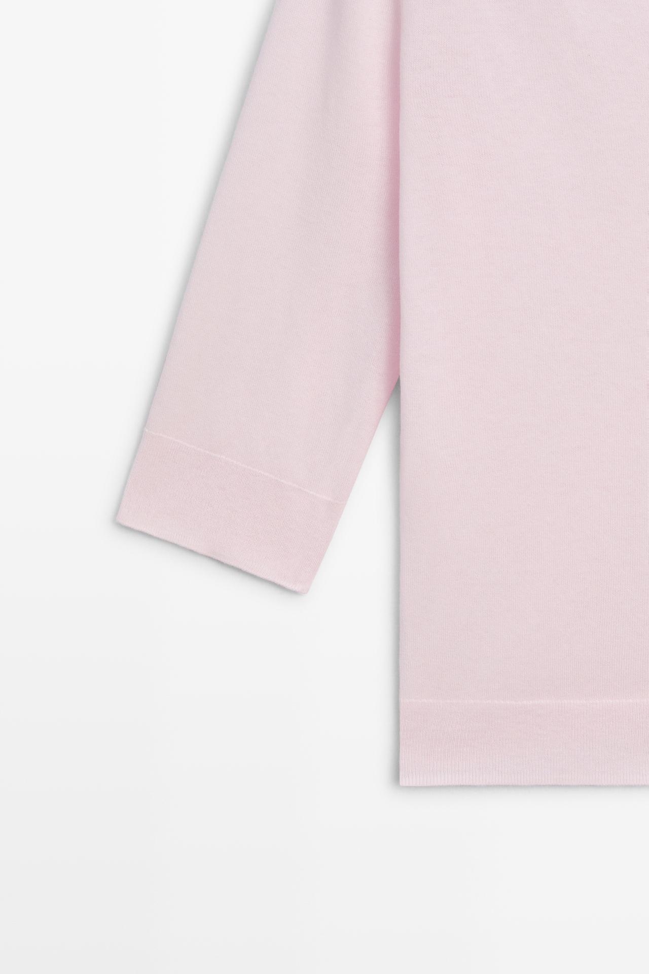 Cotton blend boat neck cardigan — PALE PINK