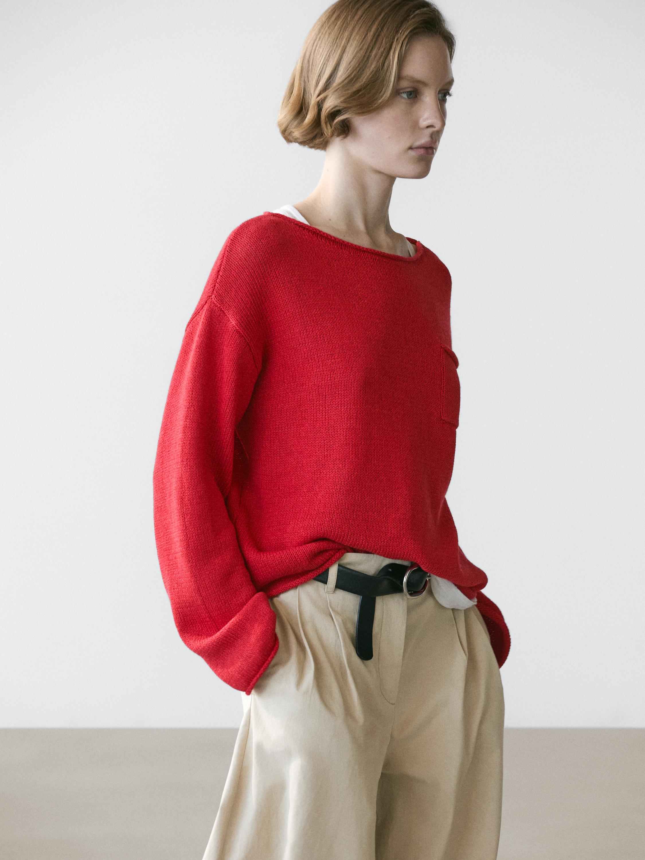 Jersey punto detalle bolsillo algodón lino