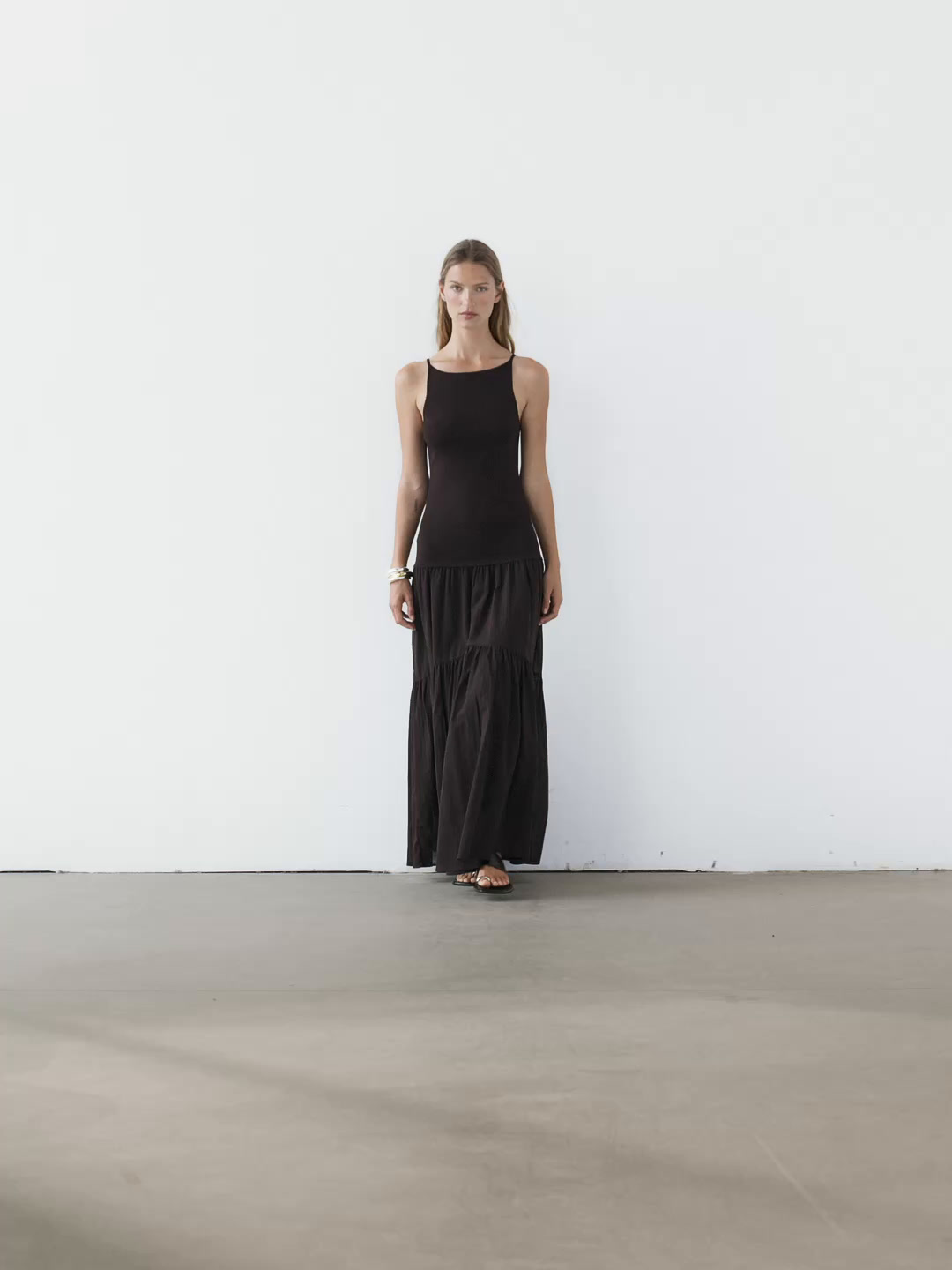 Robe longue coton à bretelles