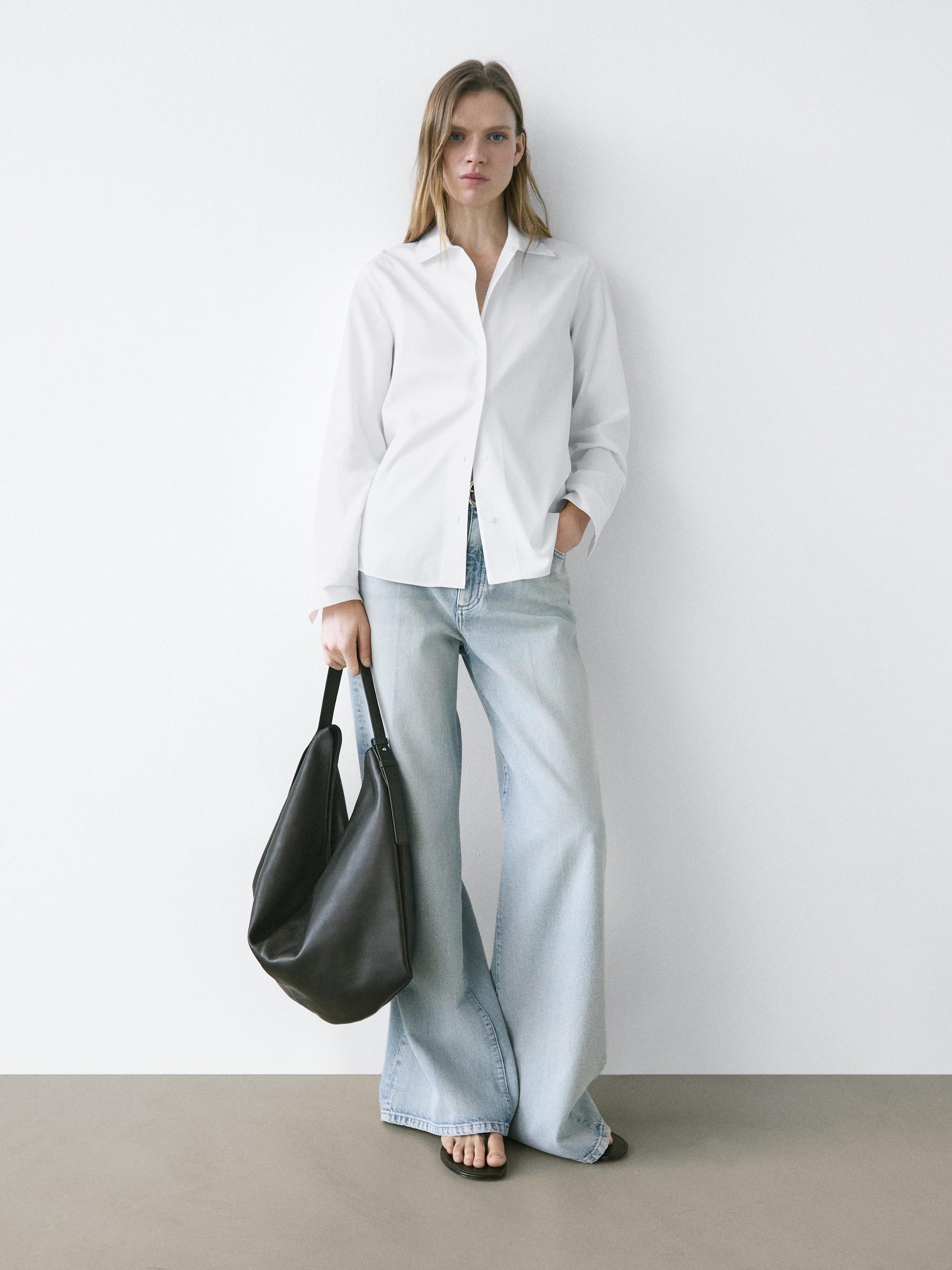100% cotton poplin shirt — WHITE
