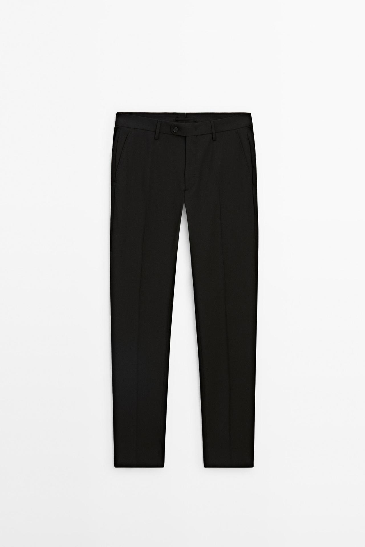 100% wool suit pants — BLACK