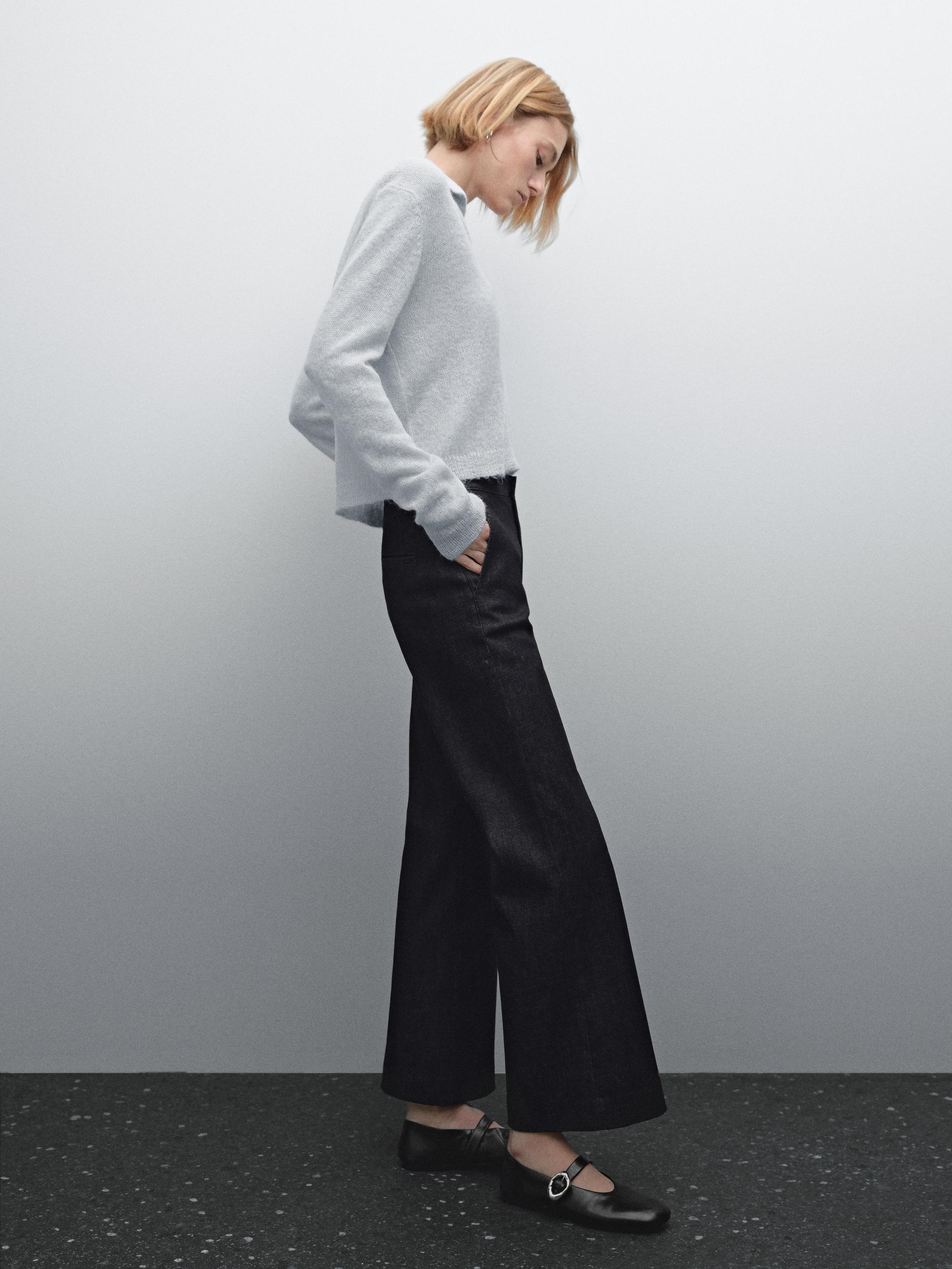 Cotton blend flared jeans