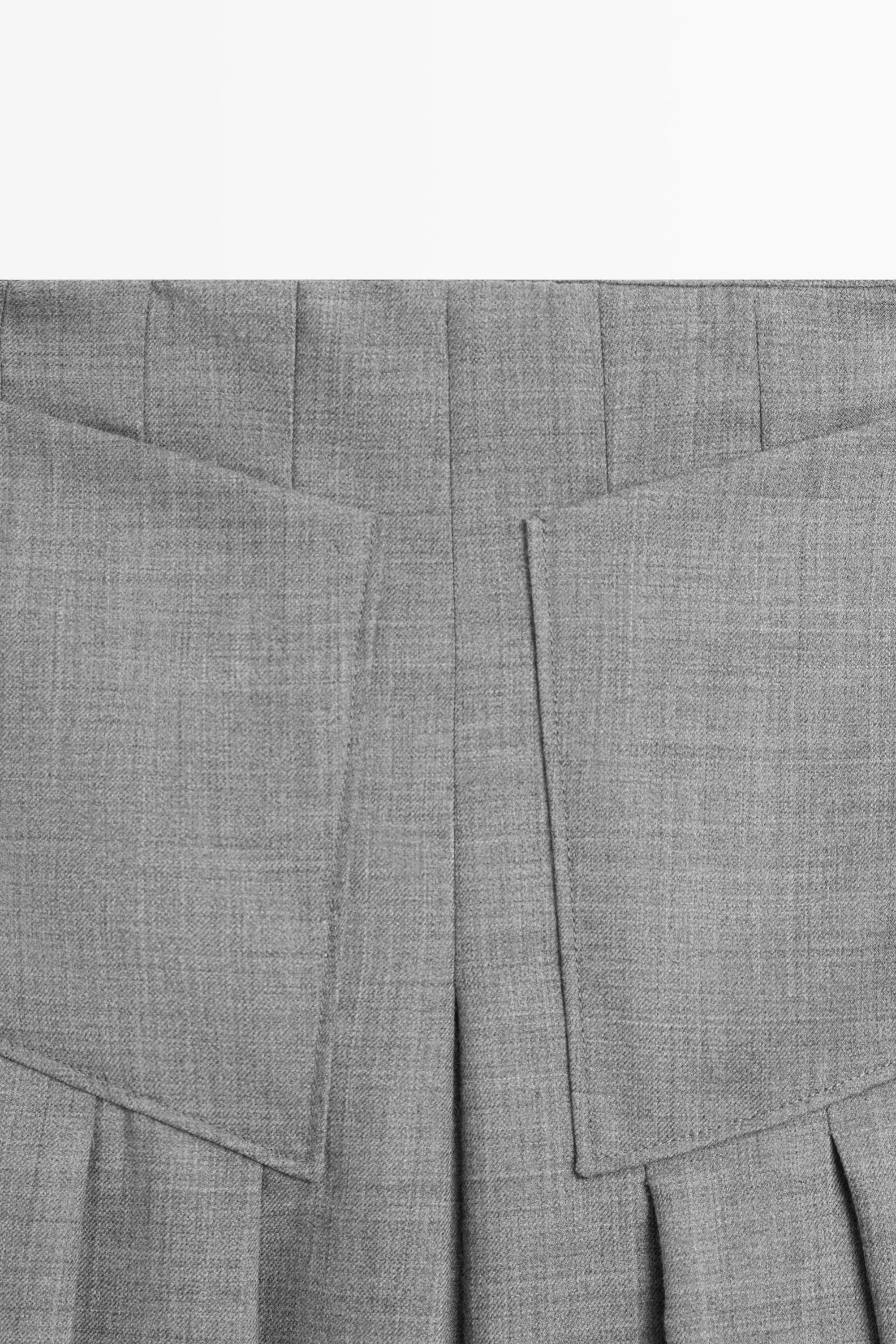 Massimo Dutti Cep detaylı pilili midi etek görsel 5