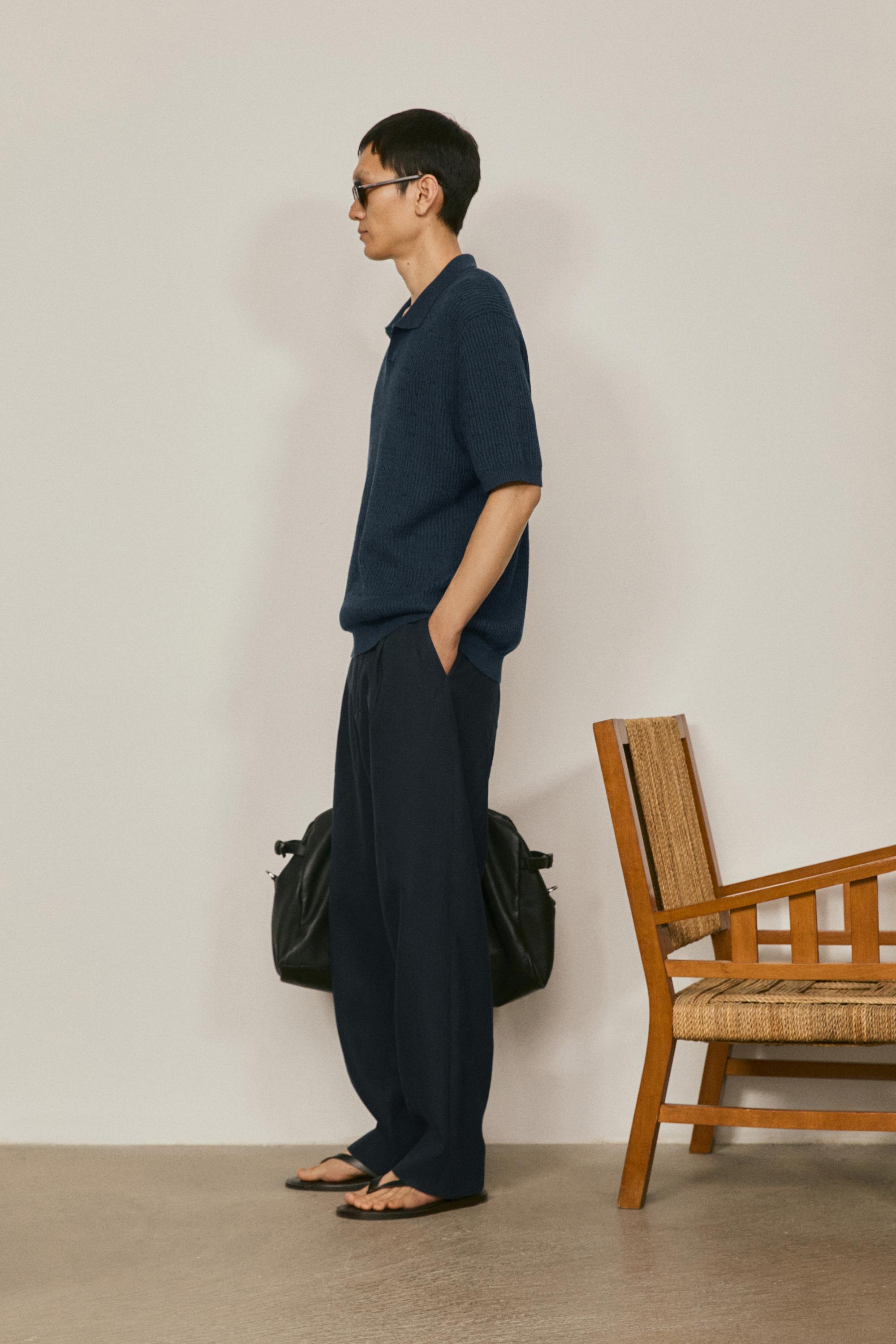 Cable-knit polo sweater - LIMITED EDITION — NAVY BLUE