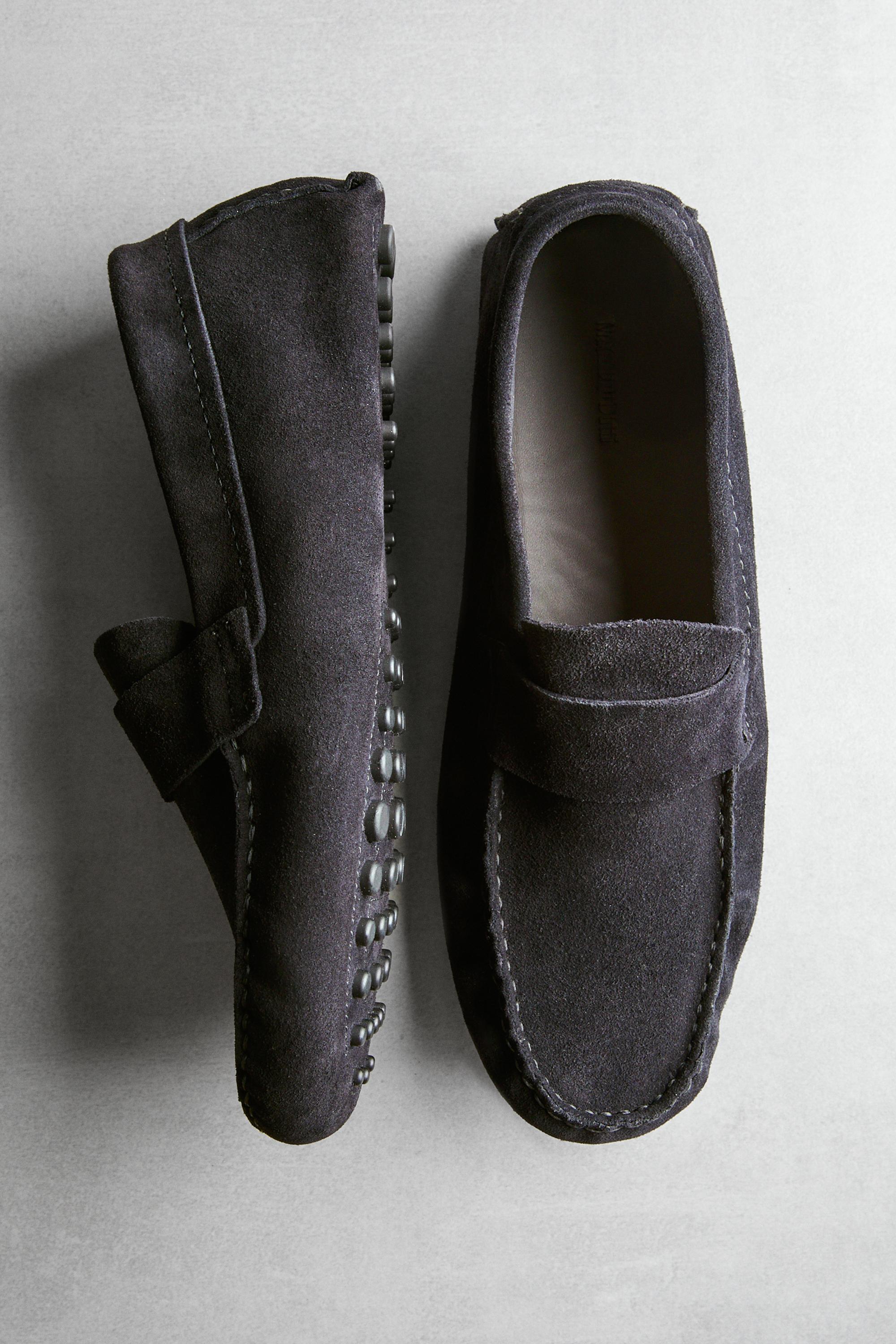 Soft leather ziowa penny loafers — Dark blue