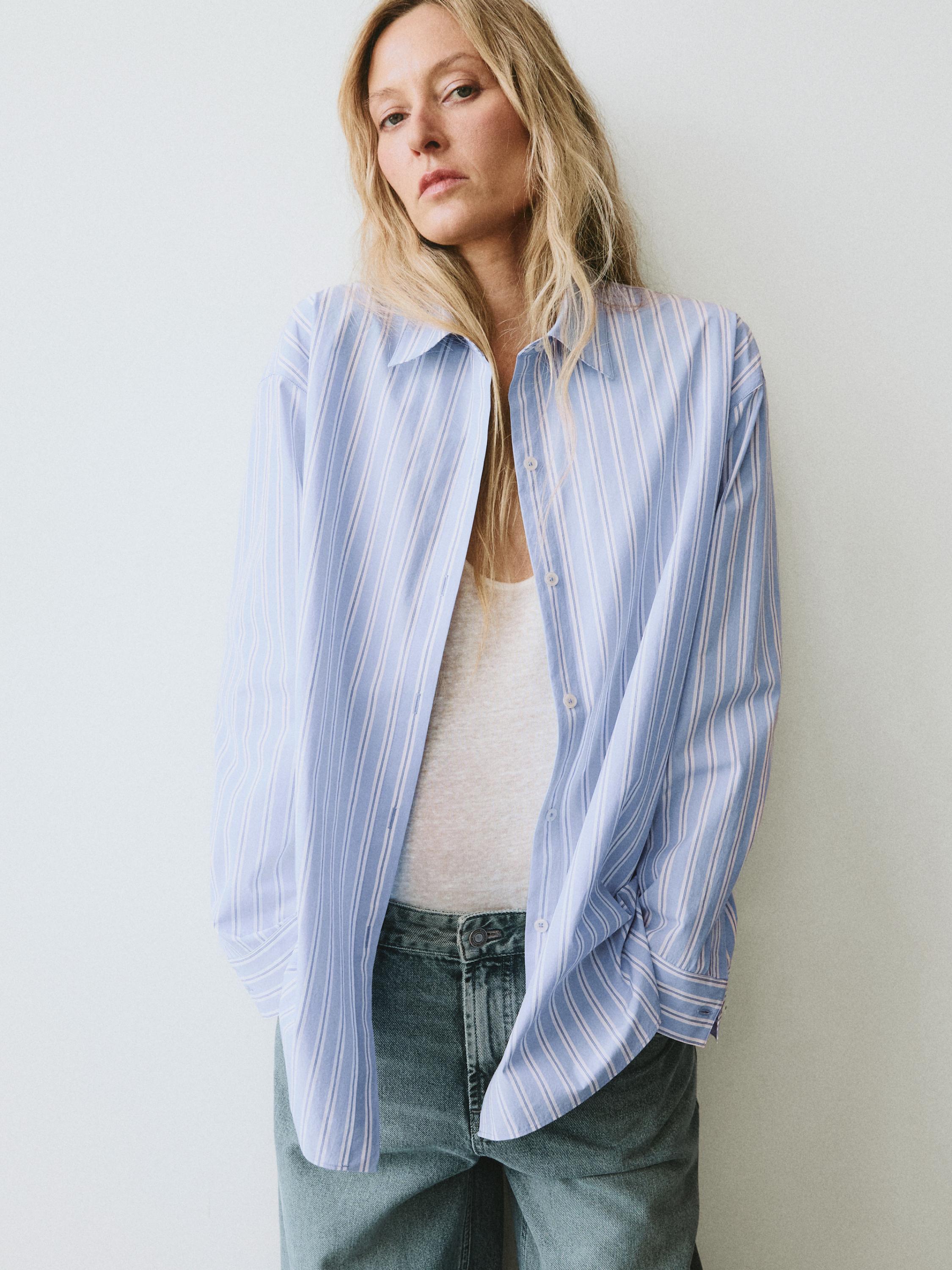 100% cotton striped shirt — BLUE