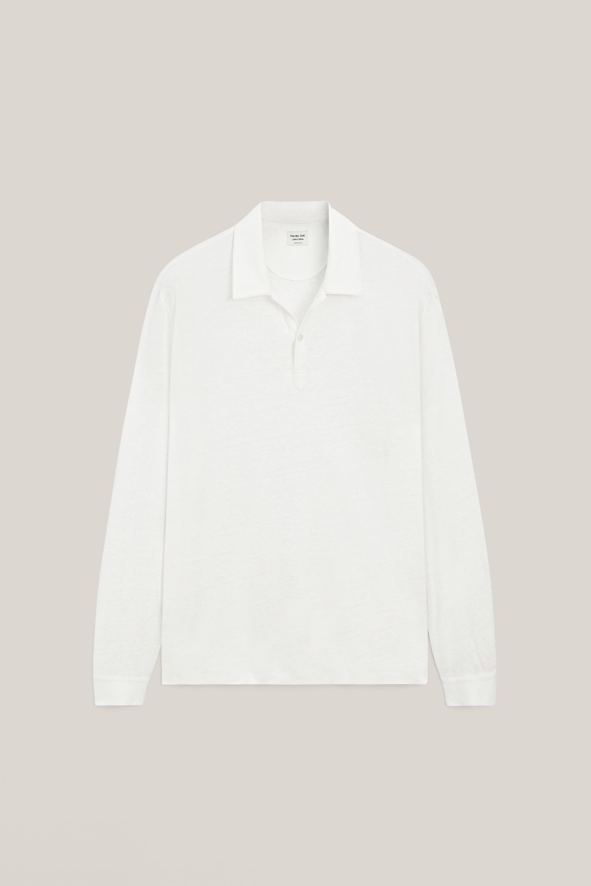 100% linen long sleeve polo shirt - LIMITED EDITION — Off white