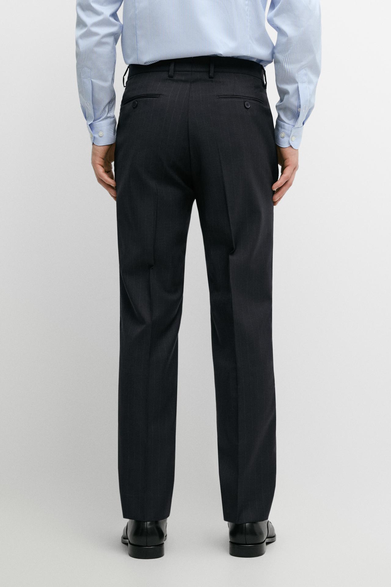 Striped 100% cool wool suit pants — NAVY BLUE