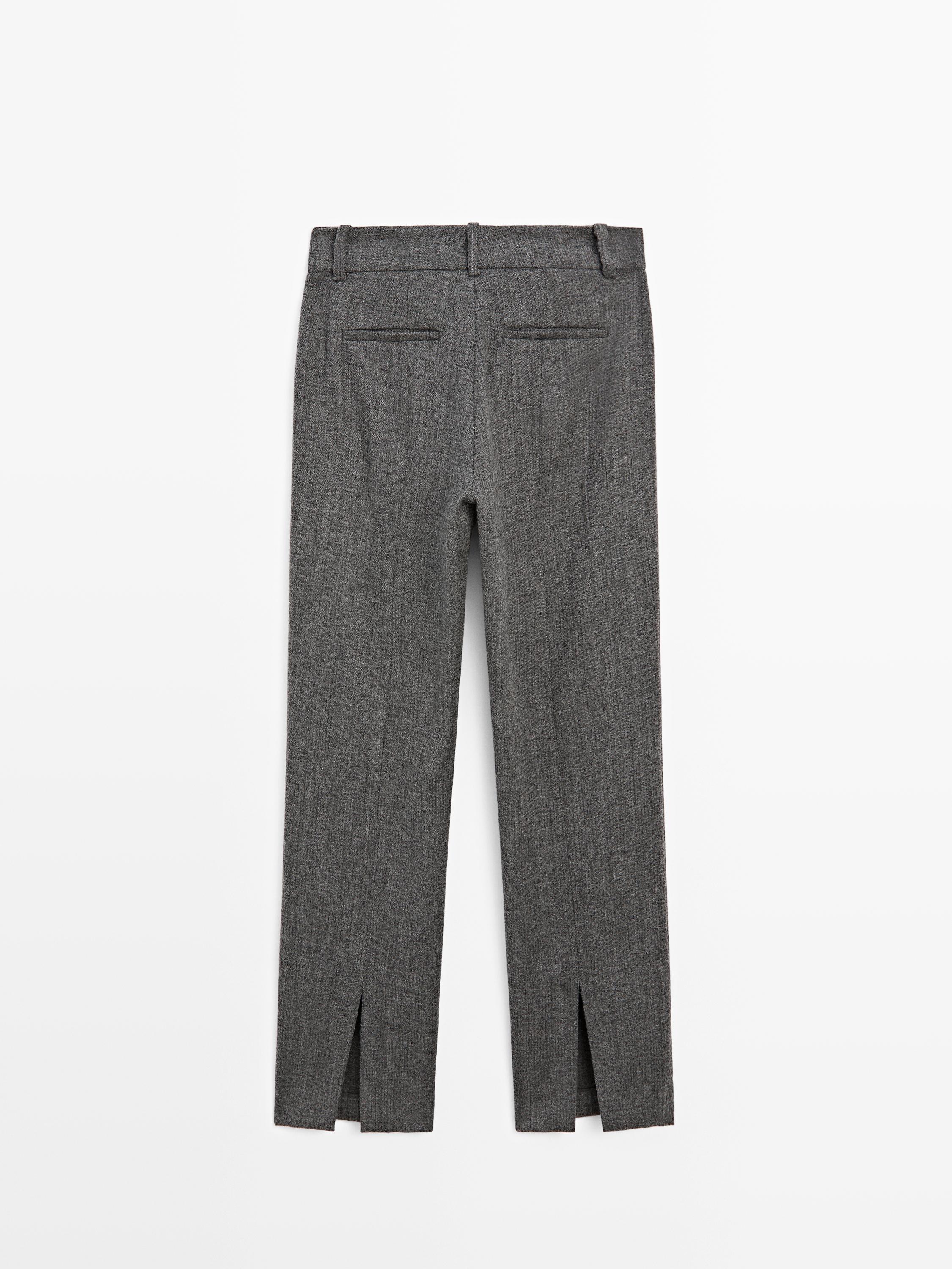 Pantaloni de costum marmorați din amestec de lână