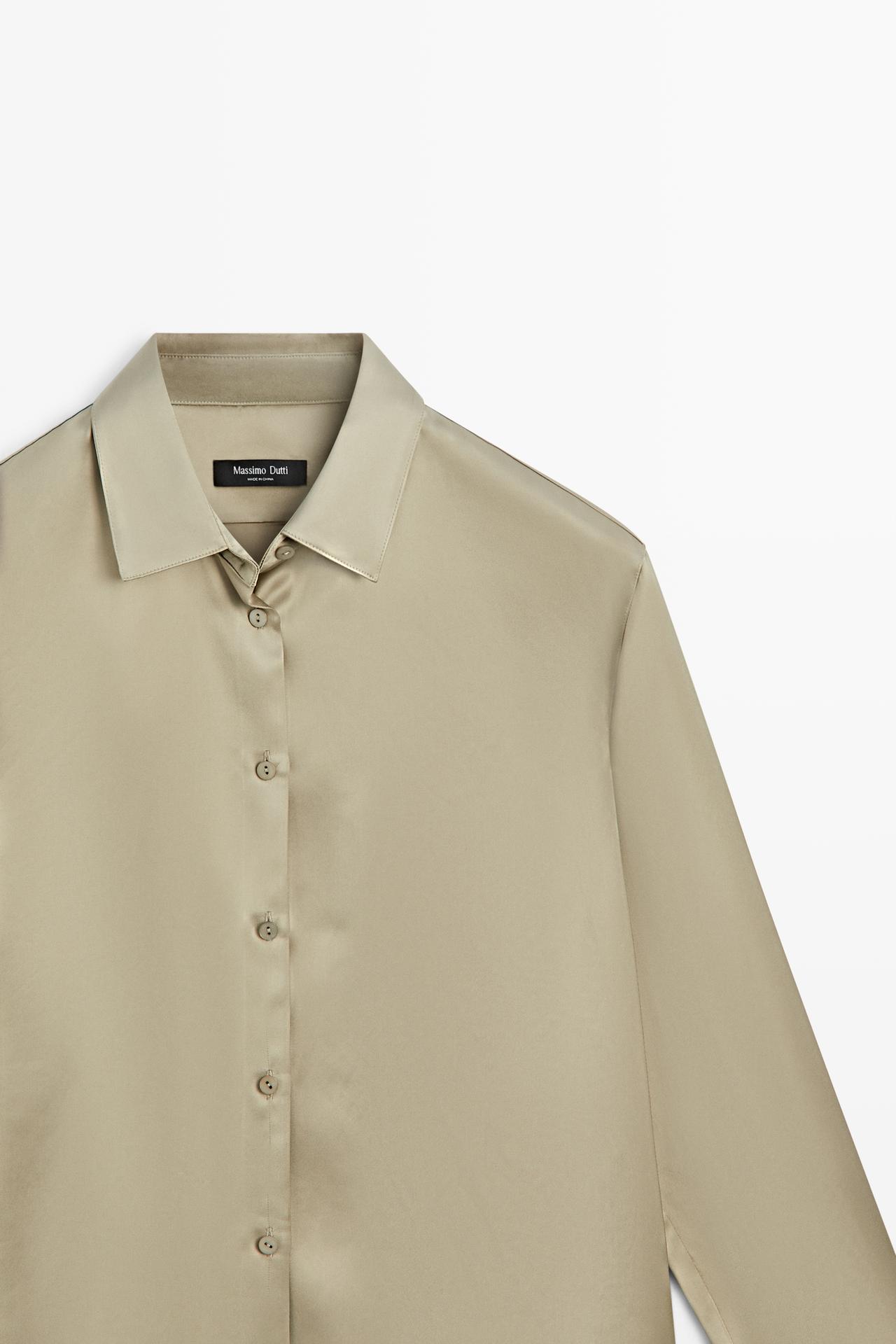 Flowing satin shirt — BEIGE