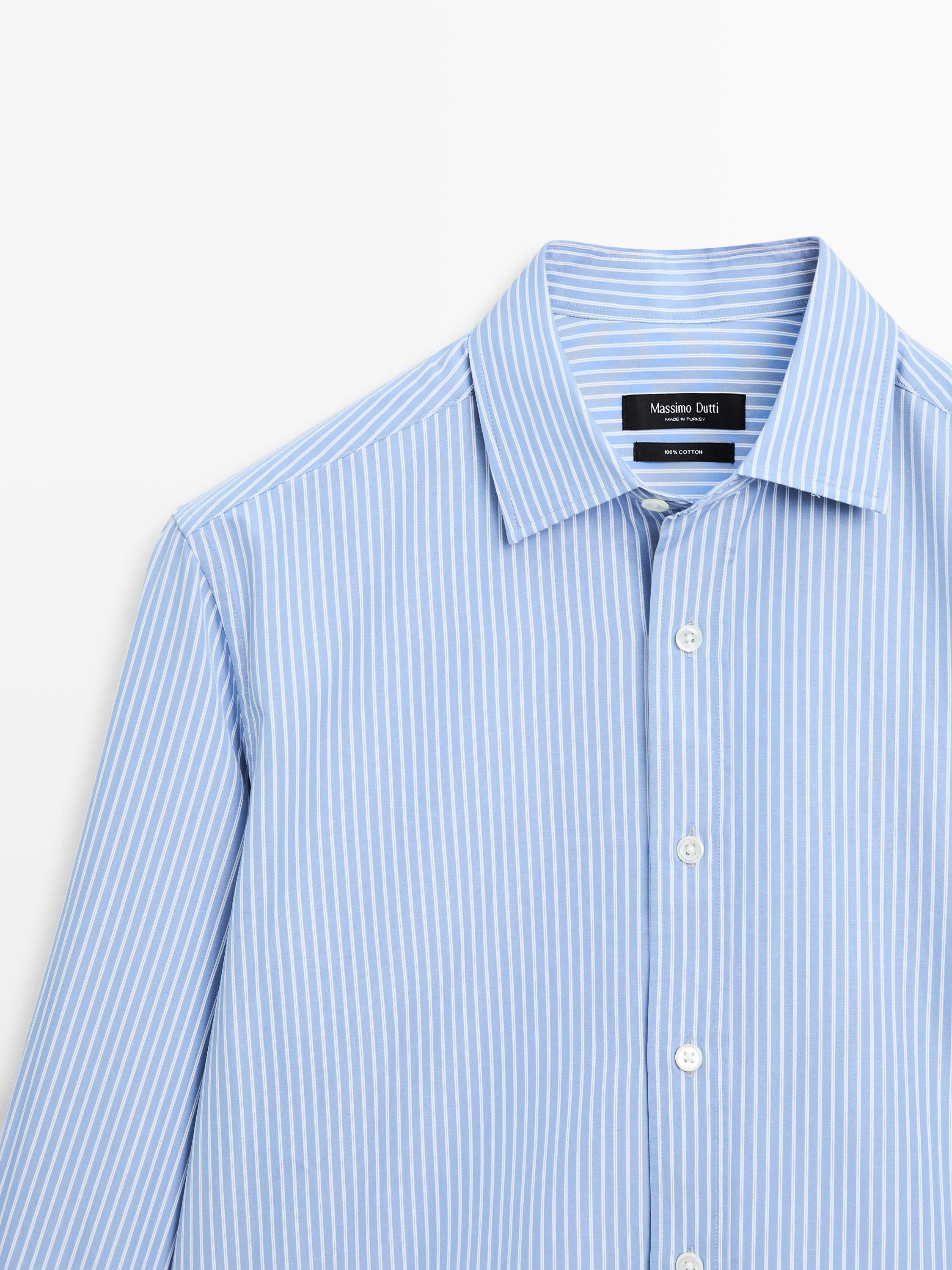 100% cotton poplin regular fit shirt — MEDIUM BLUE