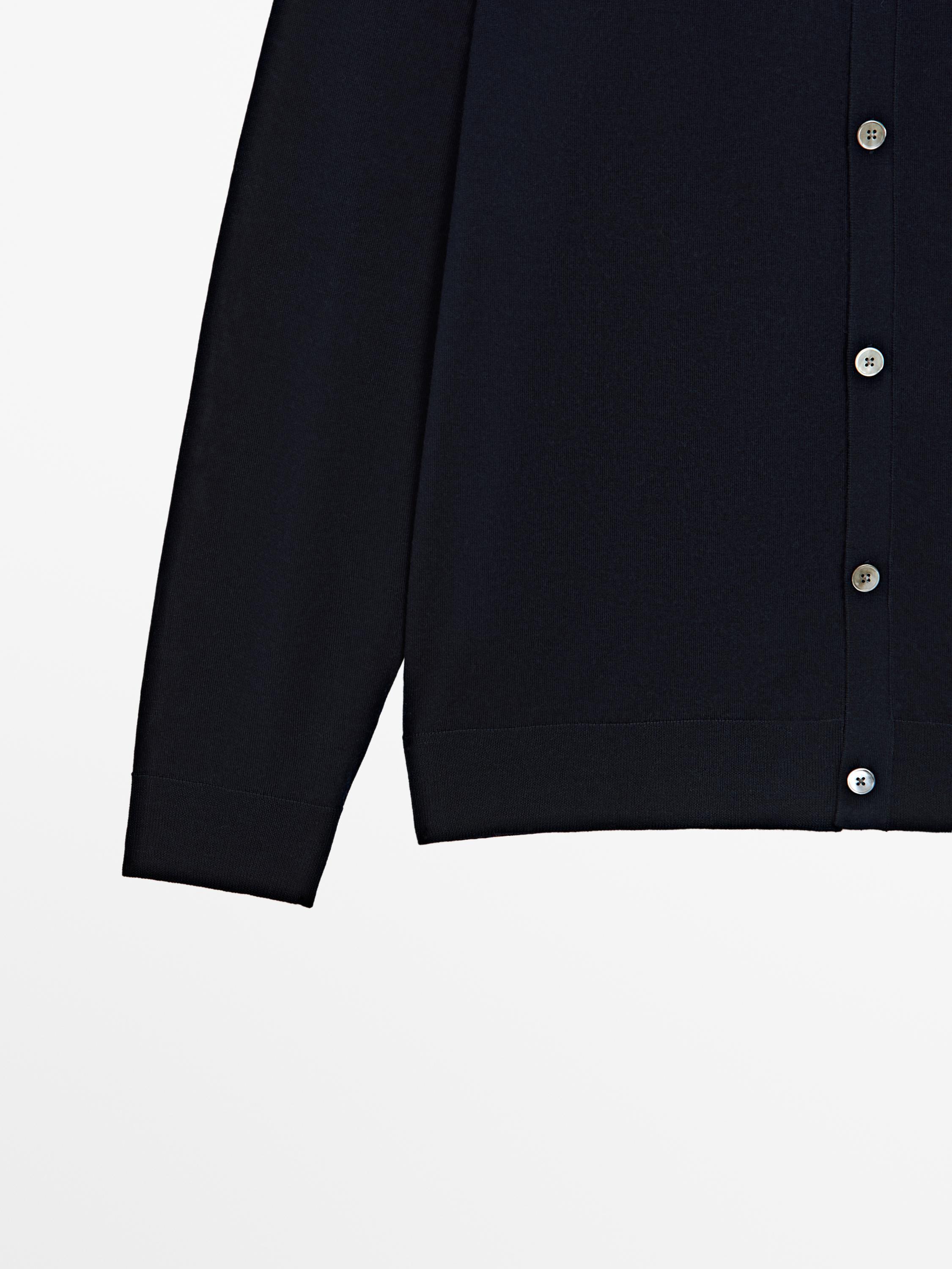 Merino wool V-neck knit cardigan