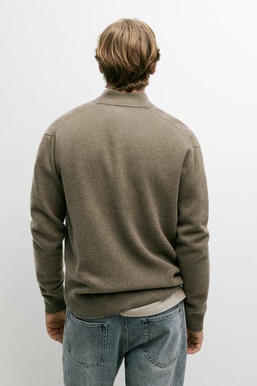 100% wool mock neck knit sweater — BEIGE 5