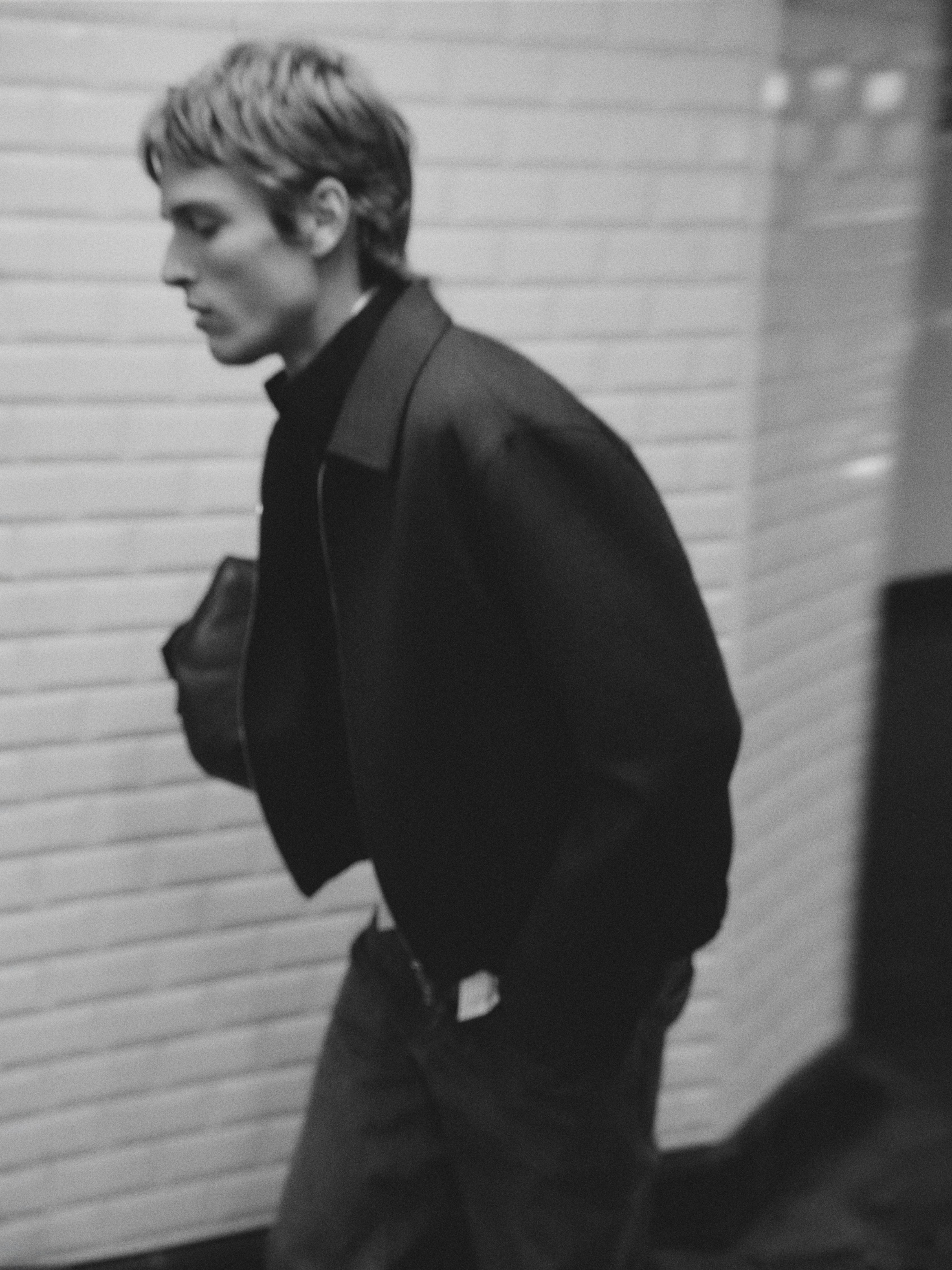 Houndstooth wool jacket — NAVY BLUE