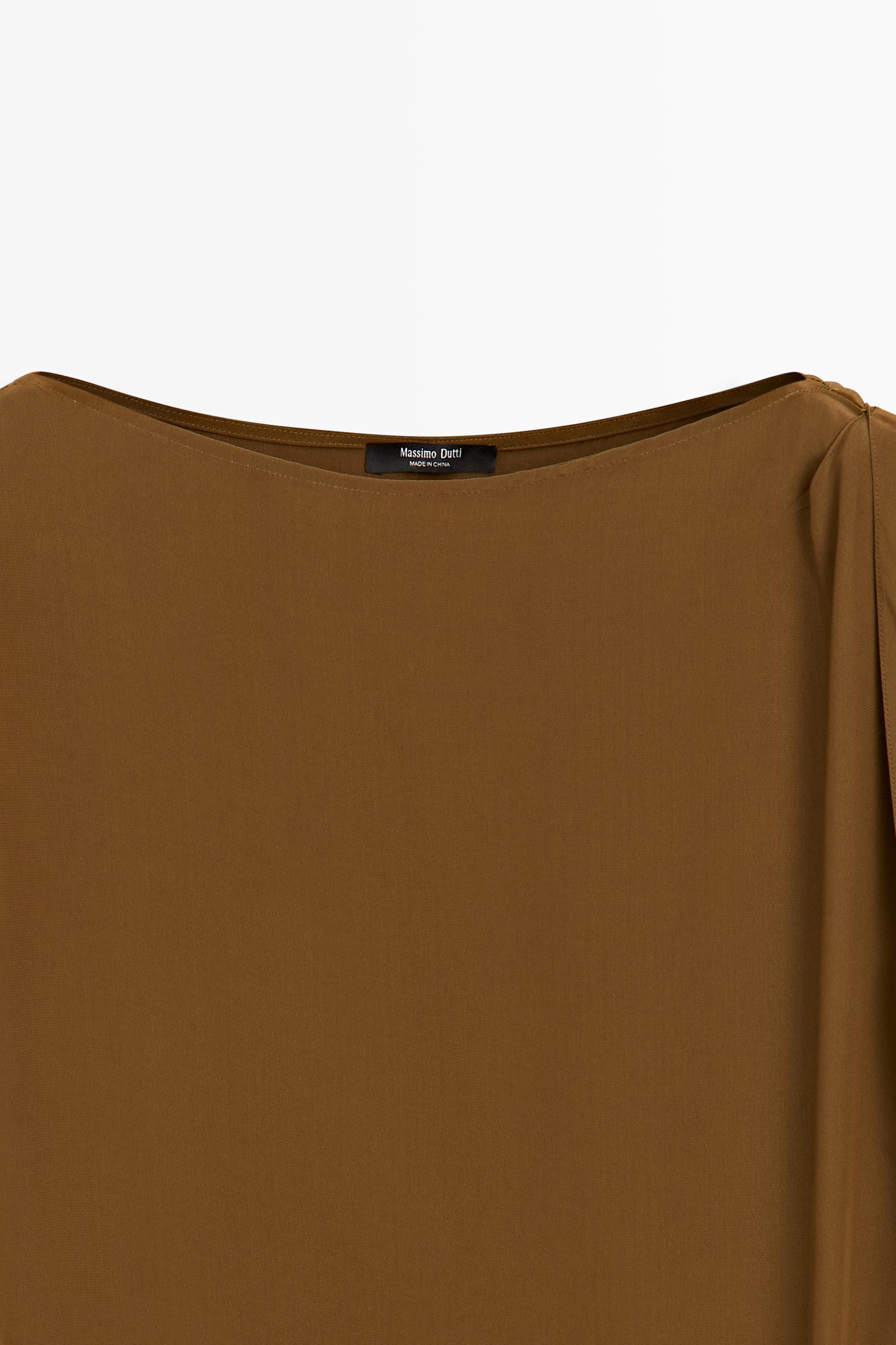 Flowing midi dress with draped detail — GOLDEN
